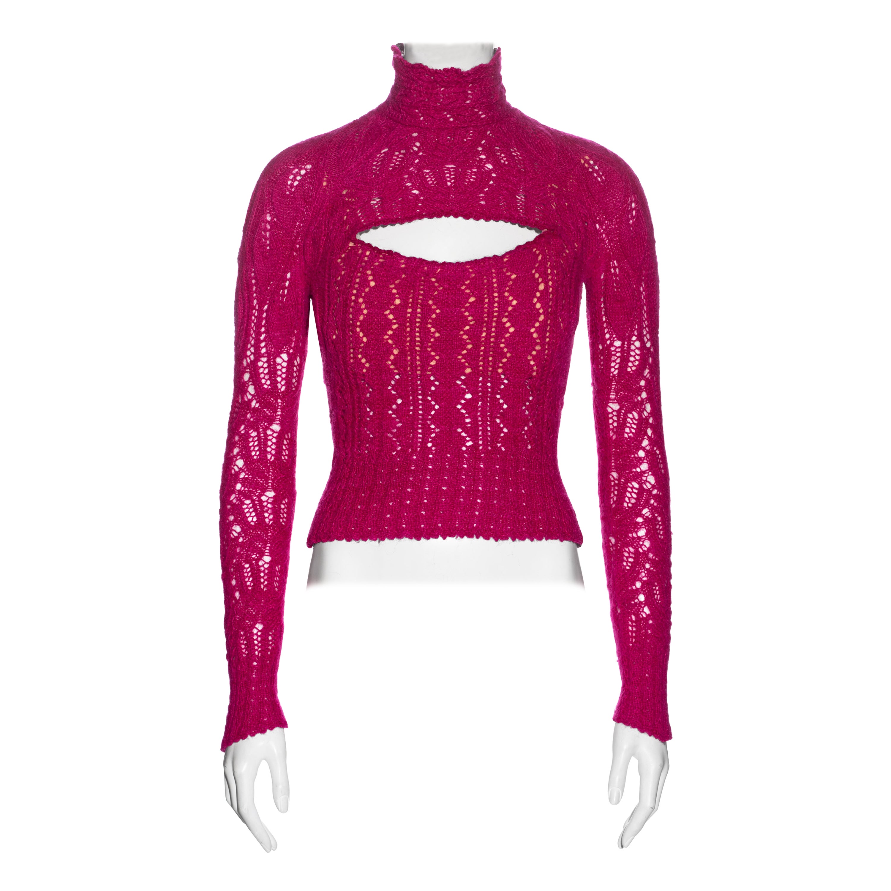 Maglione a corsetto in lana d'angora rosa di Vivienne Westwood, fw 1993