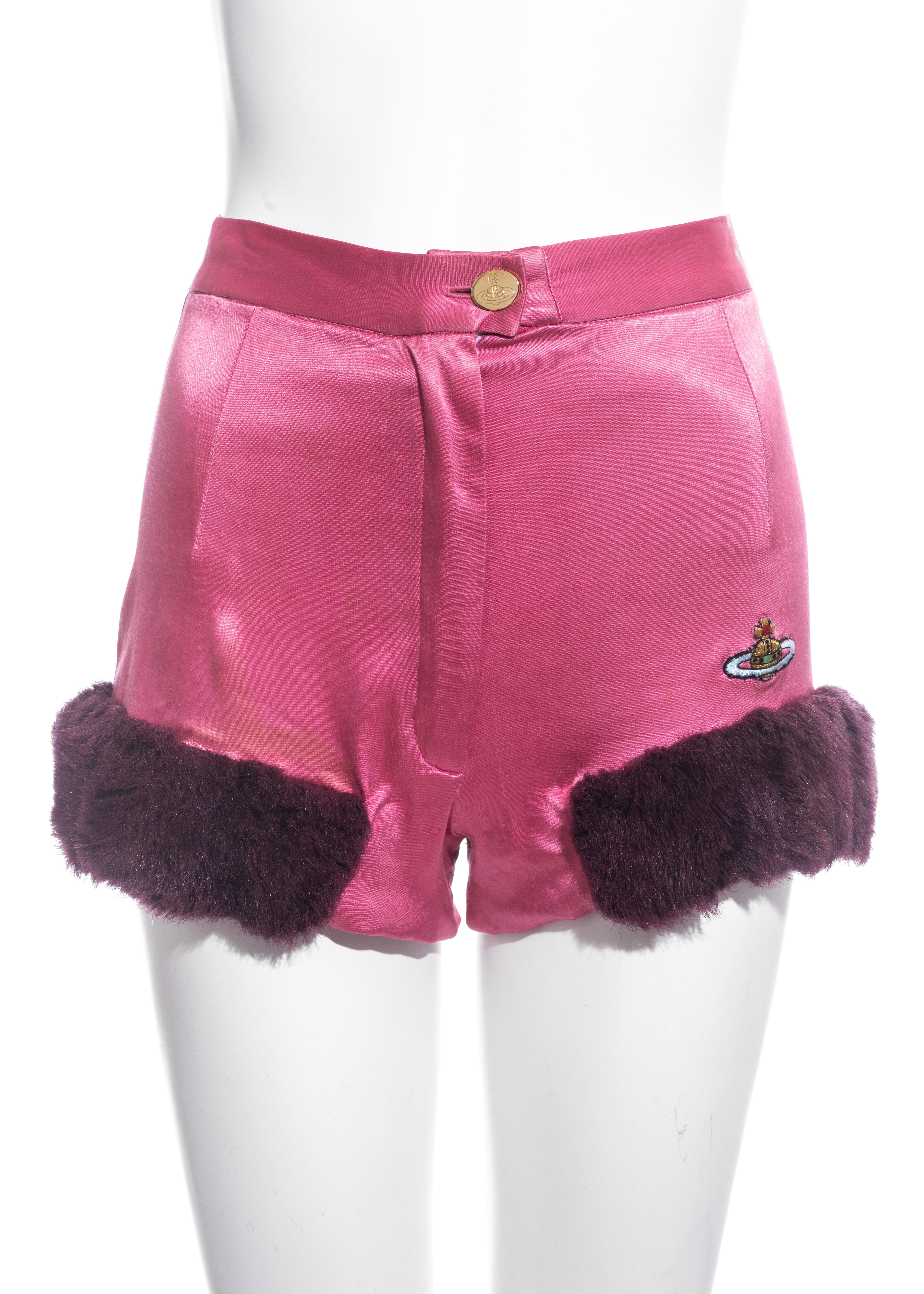 pink fur shorts