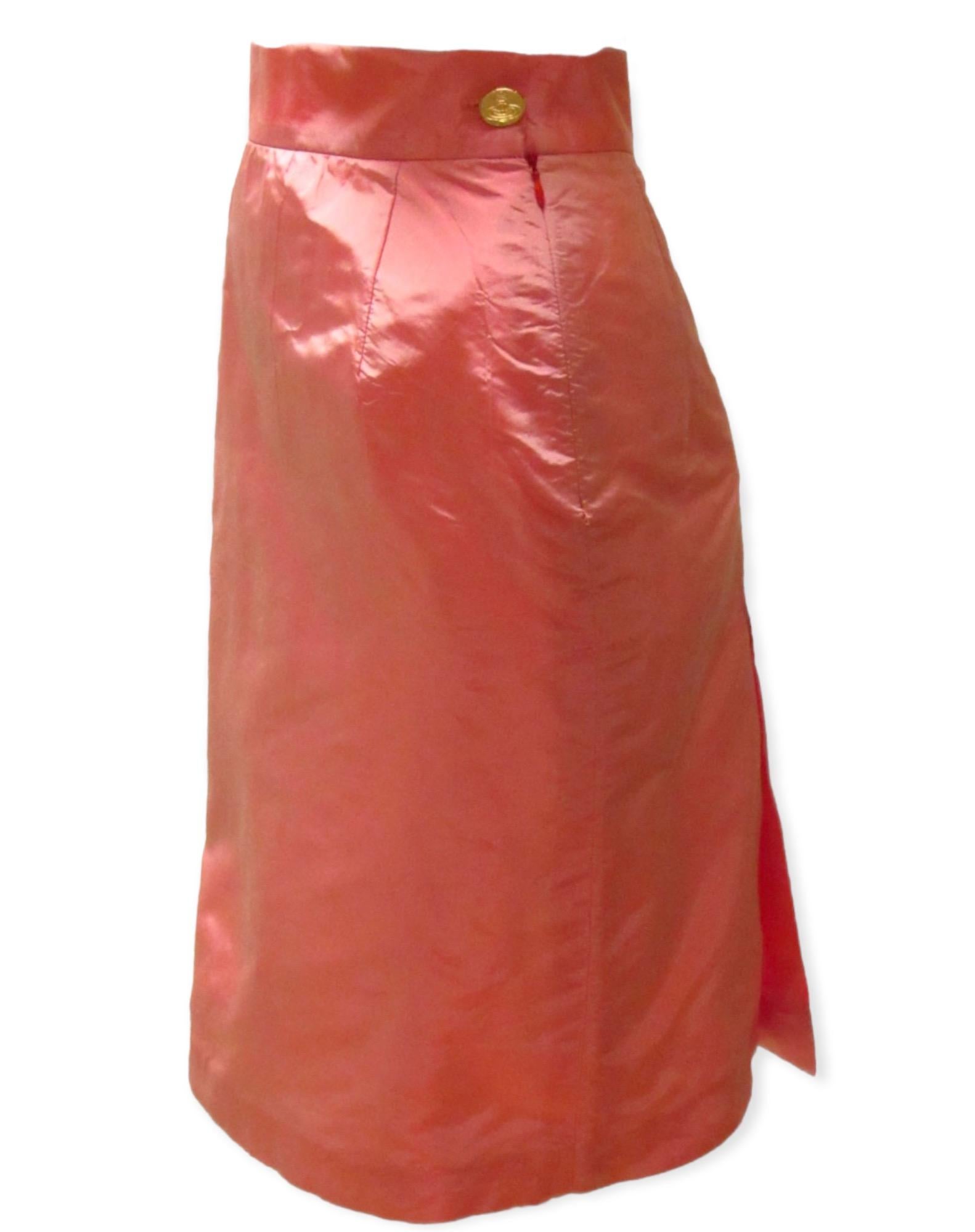 satin pink skirt