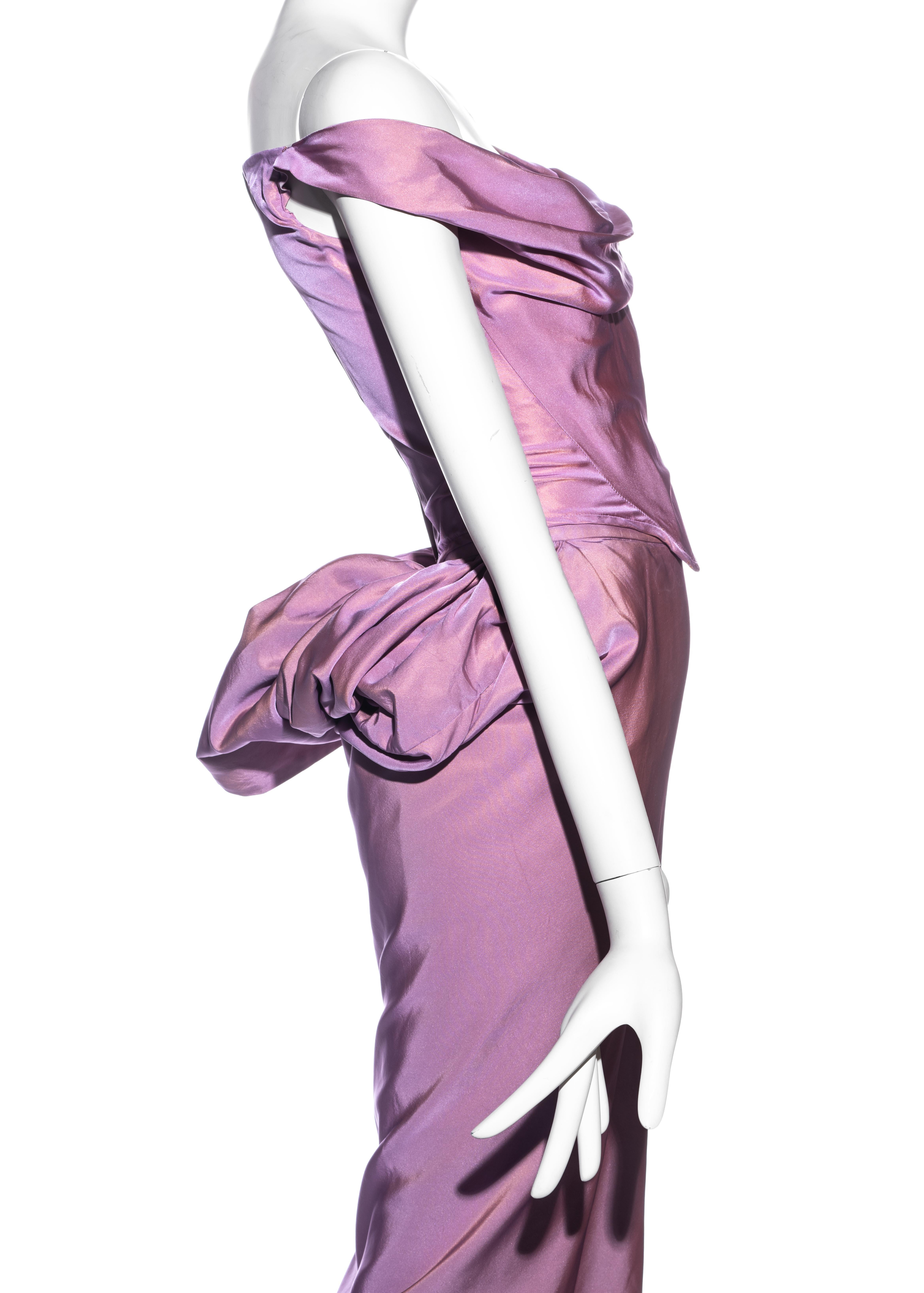 Gray Vivienne Westwood pink silk taffeta corset and bustled maxi skirt, fw 1996