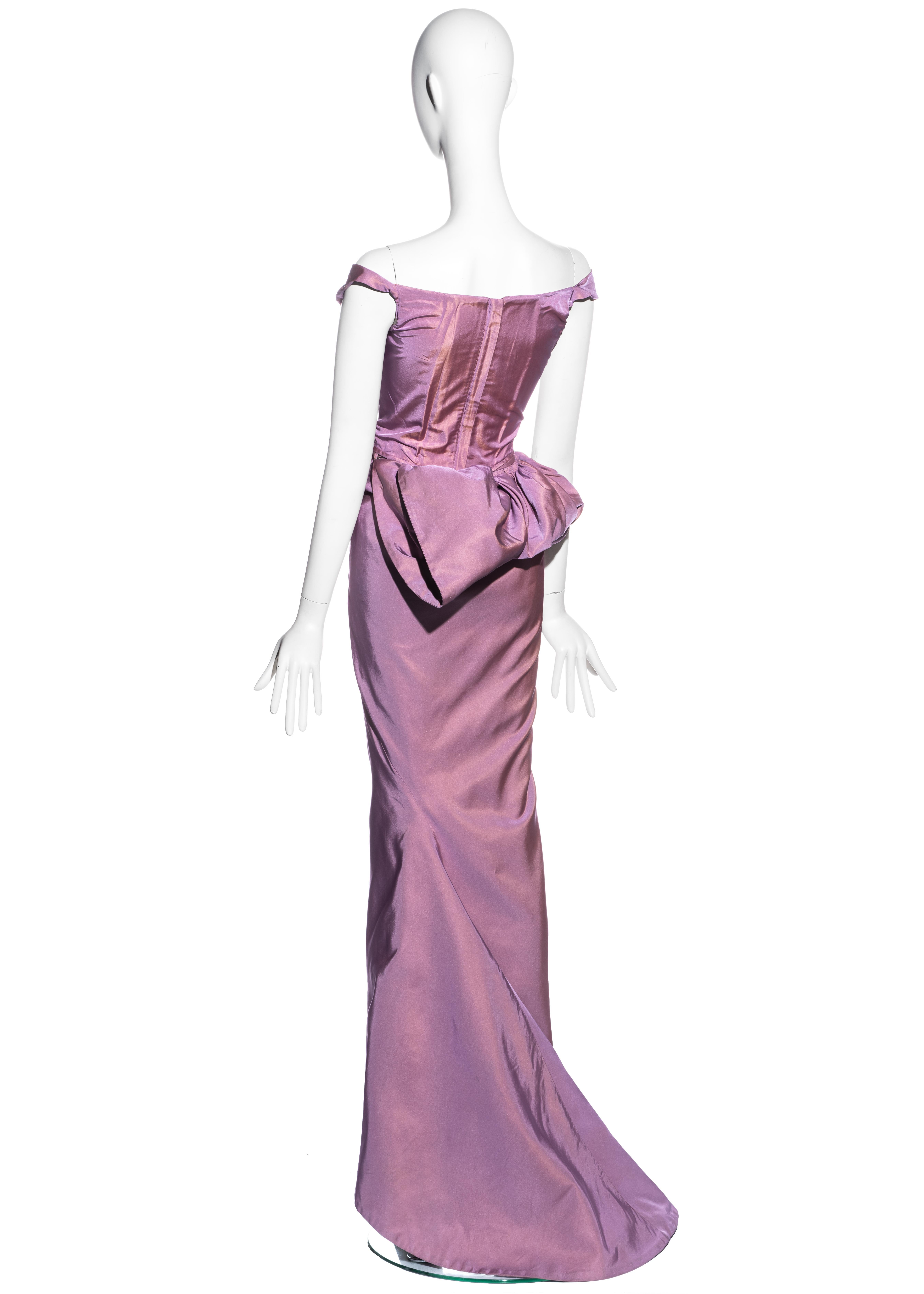Vivienne Westwood pink silk taffeta corset and bustled maxi skirt, fw 1996 In Good Condition In London, GB