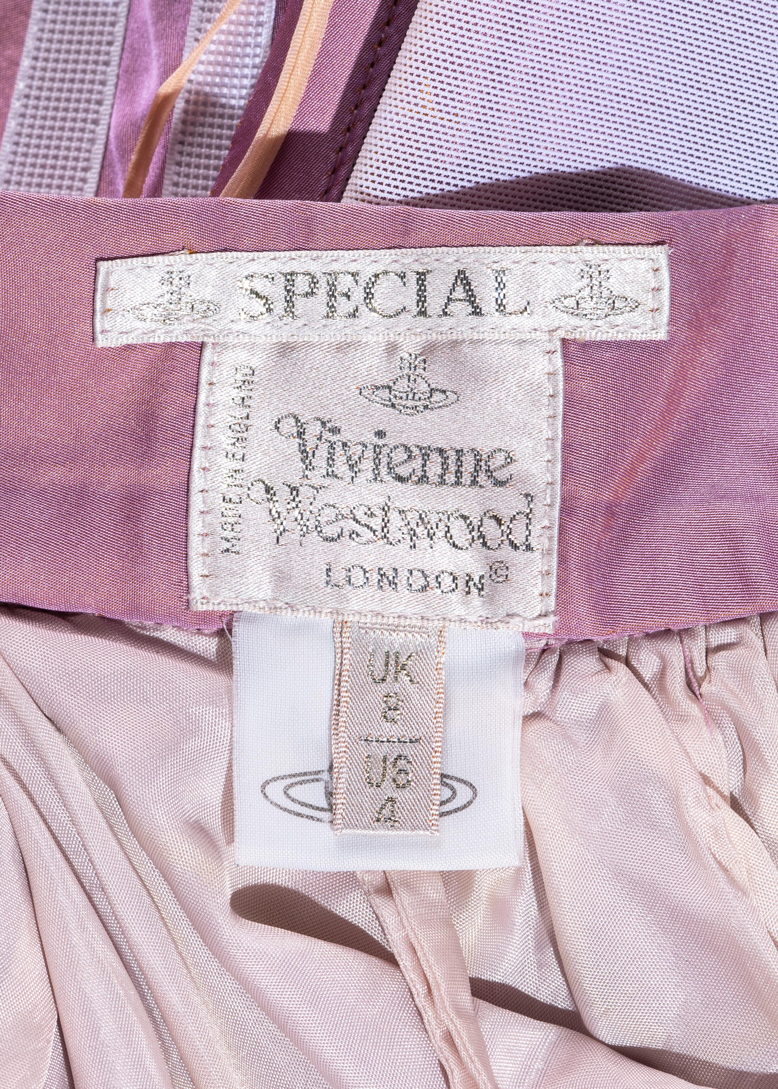 Vivienne Westwood pink silk taffeta corset and bustled maxi skirt, fw 1996 1