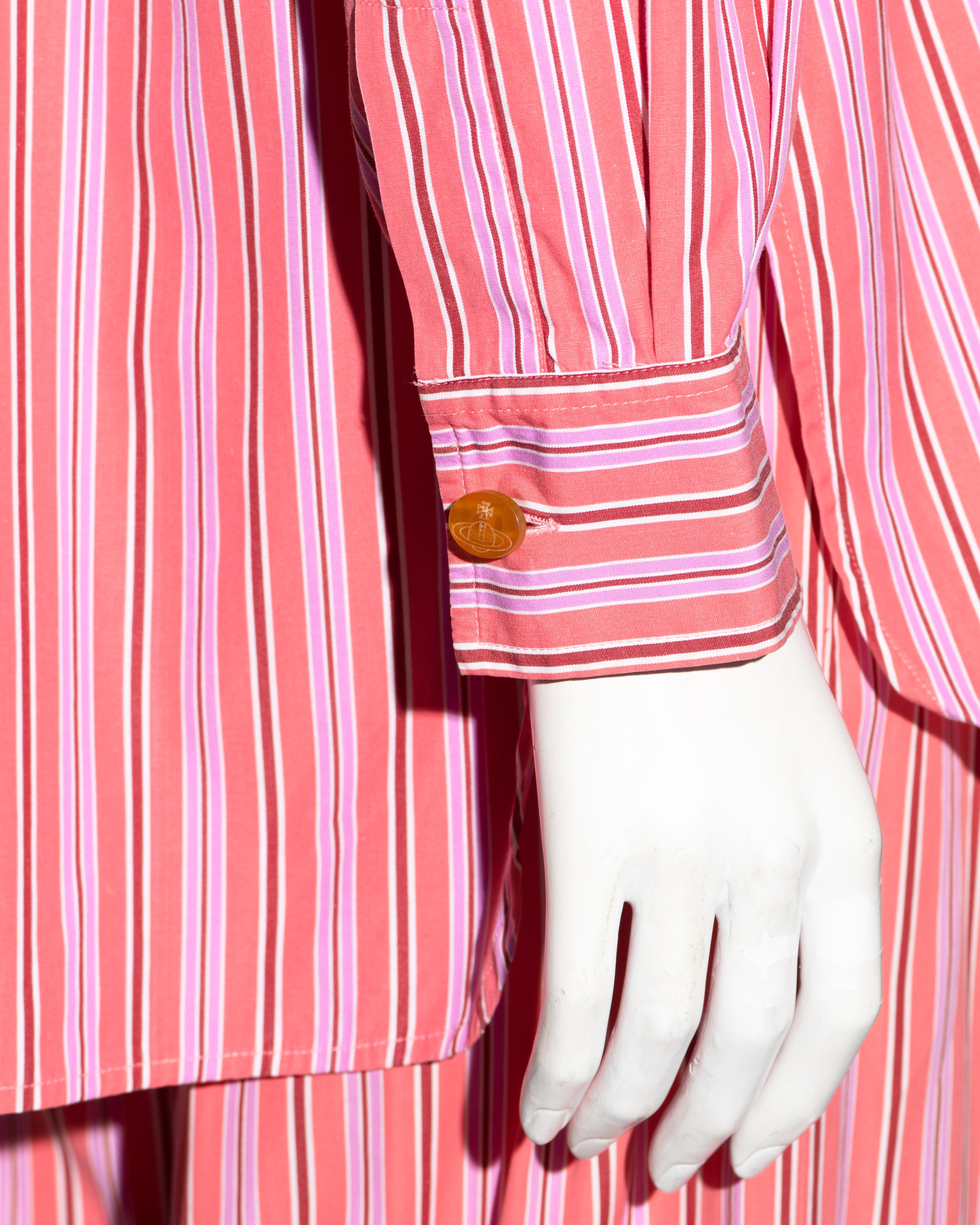 Vivienne Westwood Rosa gestreifter 3-teiliger Anzug aus Baumwolle, Frühjahr/Sommer 1993 im Angebot 6