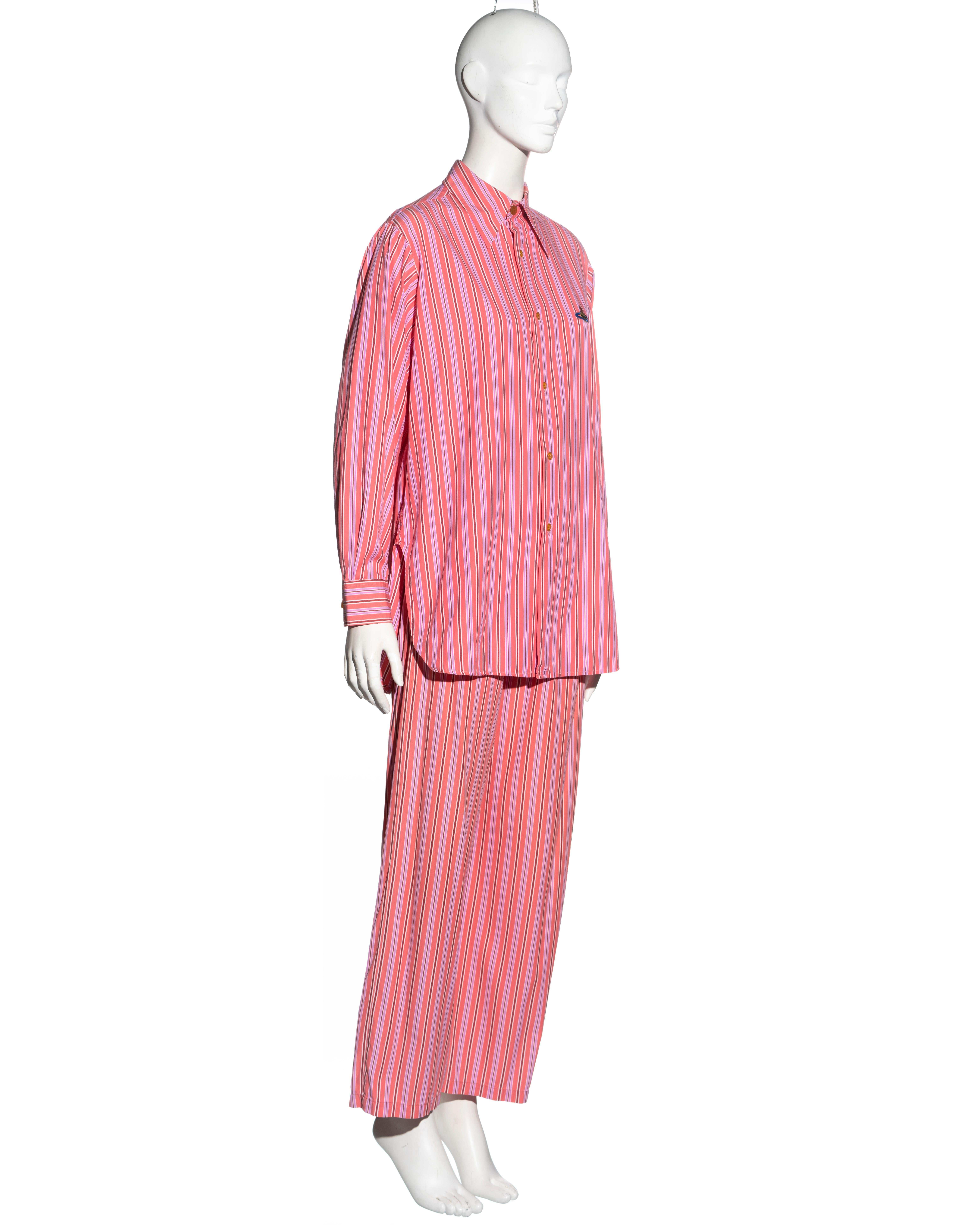 Vivienne Westwood Rosa gestreifter 3-teiliger Anzug aus Baumwolle, Frühjahr/Sommer 1993 im Angebot 7