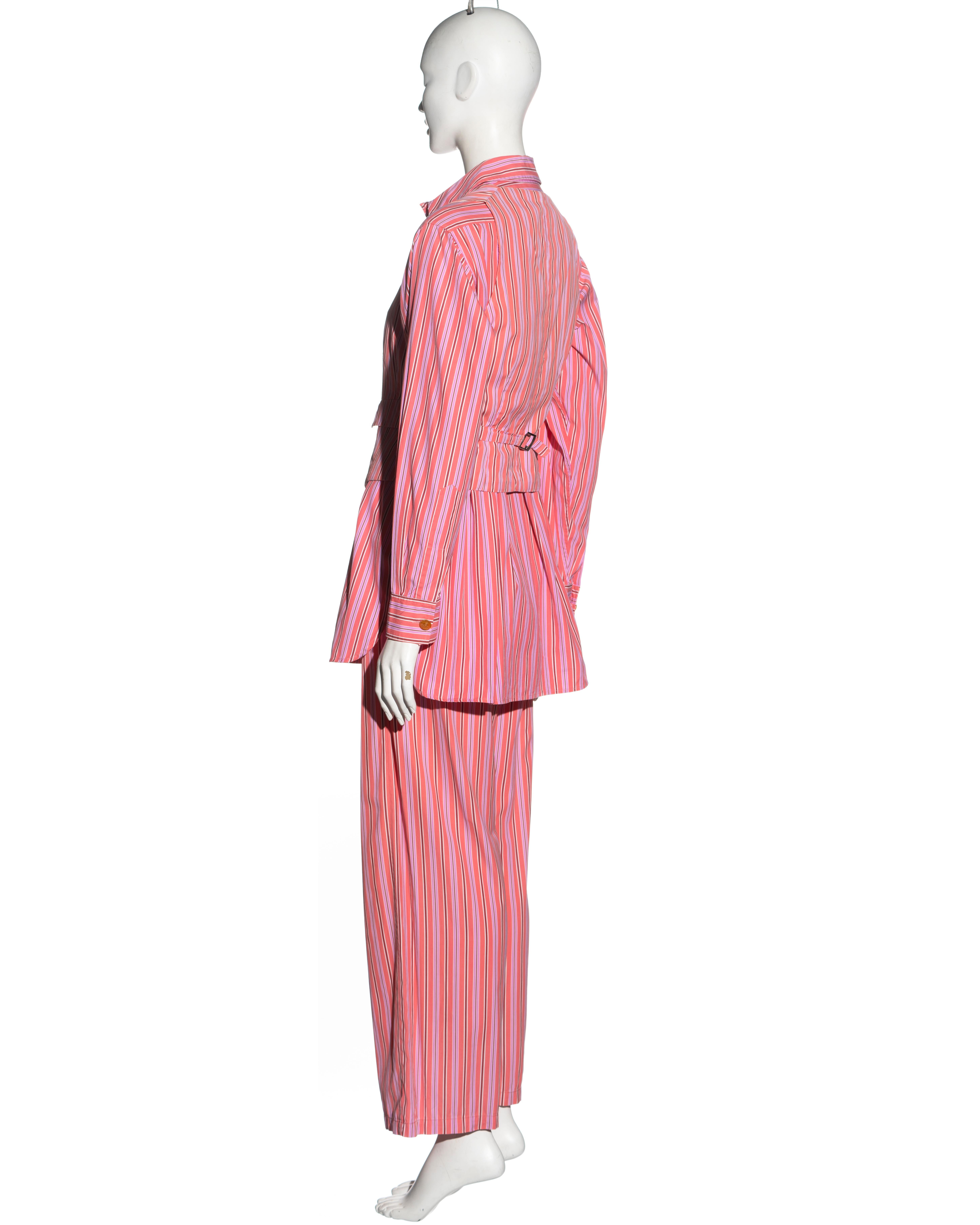 Vivienne Westwood Rosa gestreifter 3-teiliger Anzug aus Baumwolle, Frühjahr/Sommer 1993 im Angebot 8