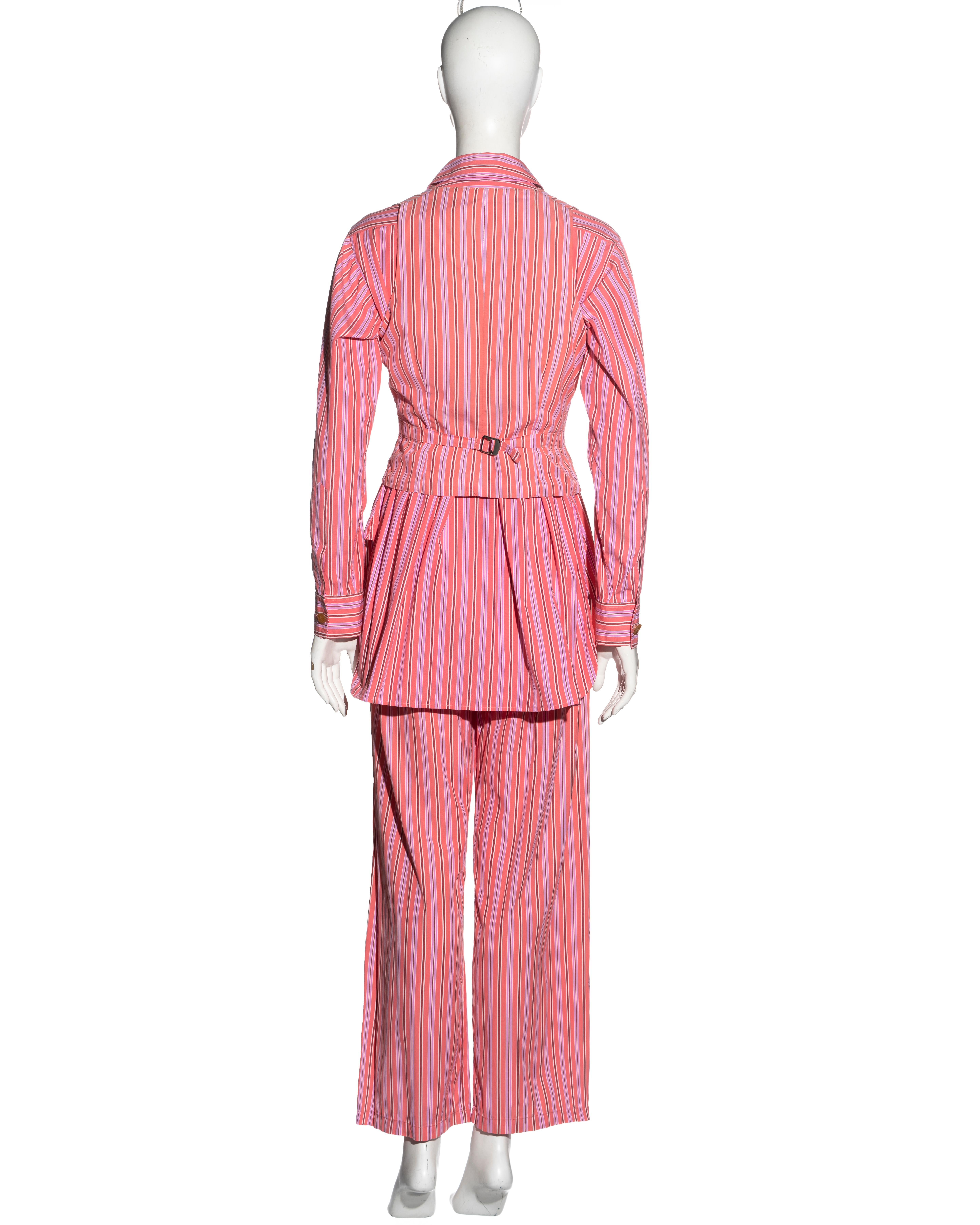 Vivienne Westwood Rosa gestreifter 3-teiliger Anzug aus Baumwolle, Frühjahr/Sommer 1993 im Angebot 10