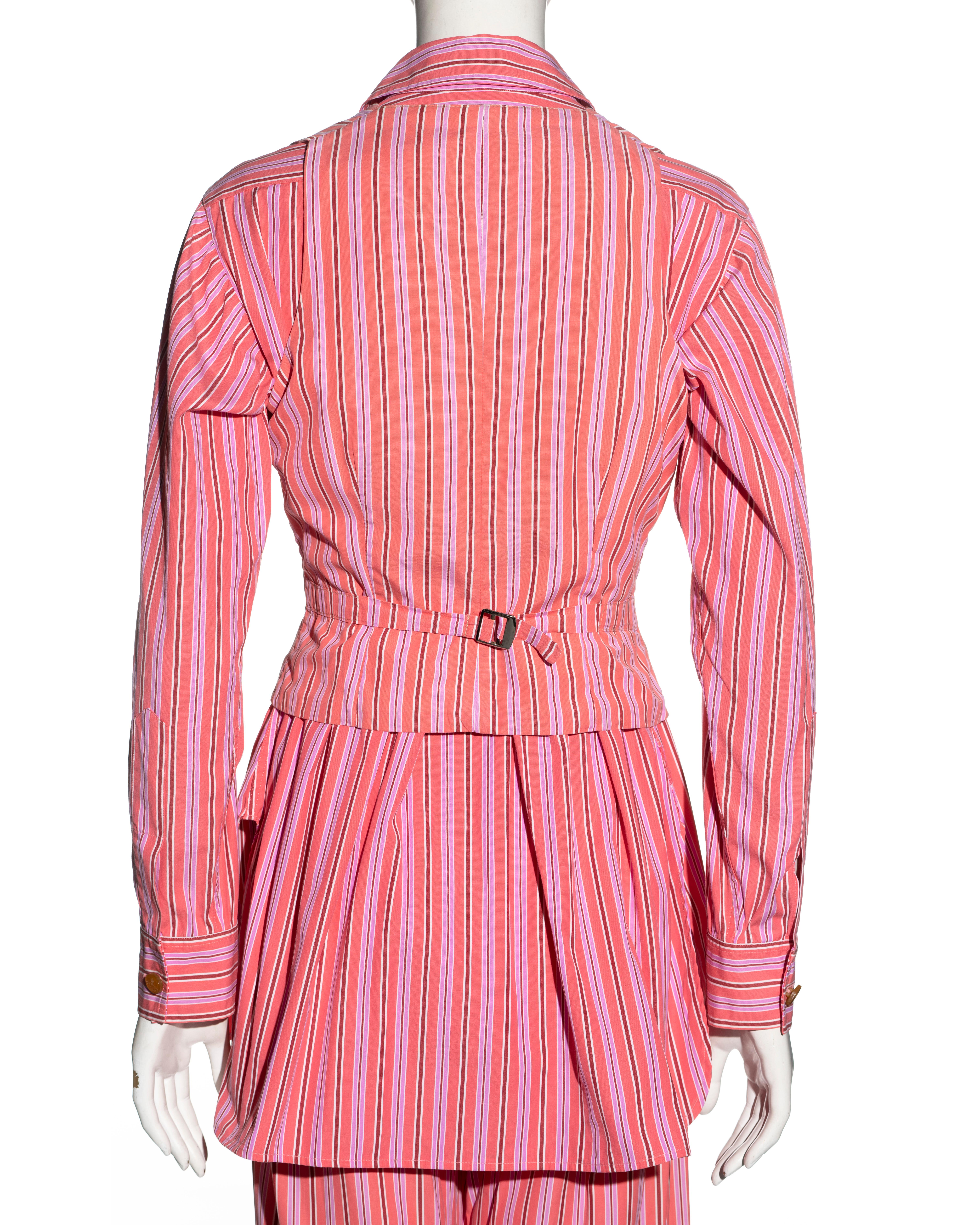 Vivienne Westwood Rosa gestreifter 3-teiliger Anzug aus Baumwolle, Frühjahr/Sommer 1993 im Angebot 11