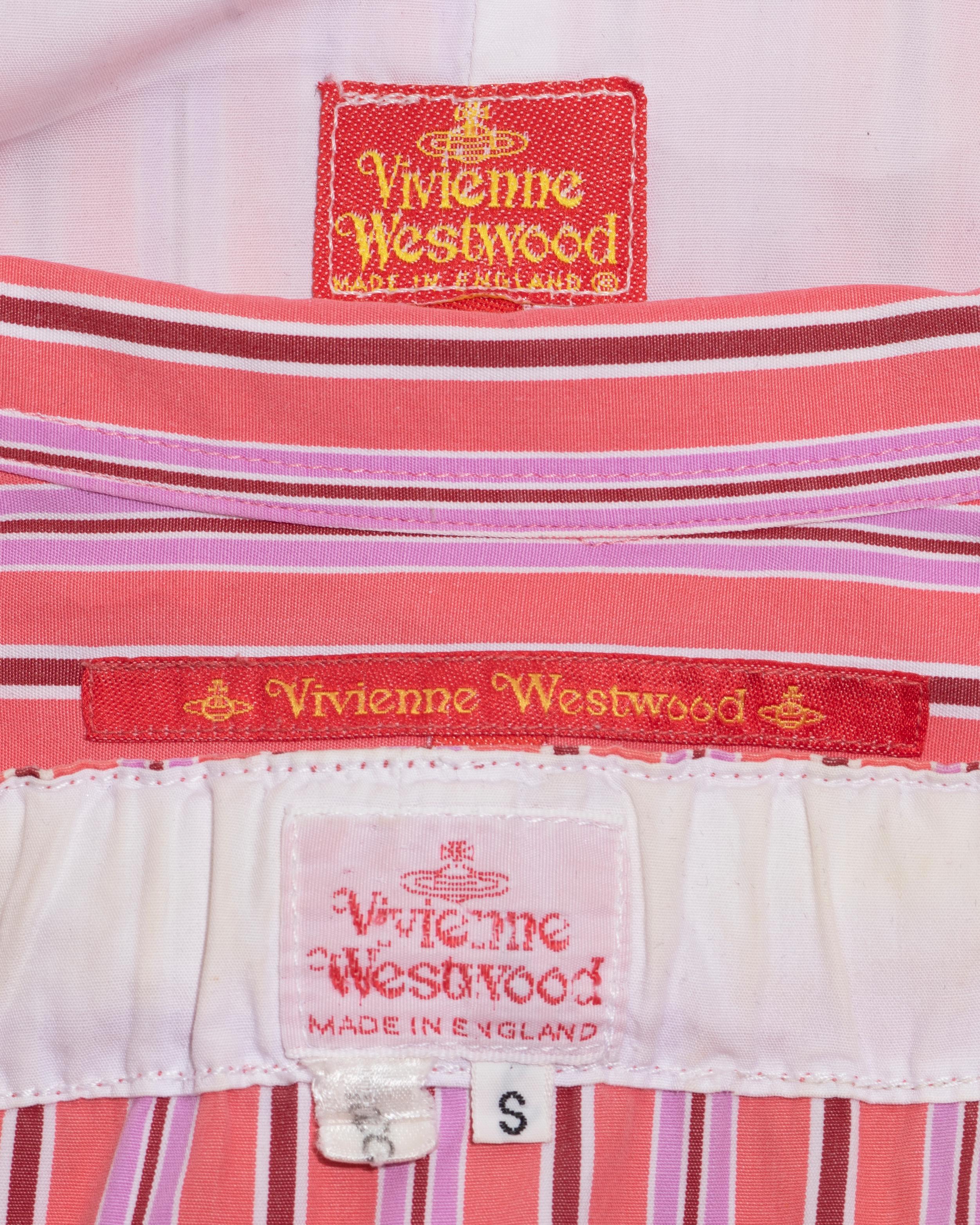 Vivienne Westwood Rosa gestreifter 3-teiliger Anzug aus Baumwolle, Frühjahr/Sommer 1993 im Angebot 13
