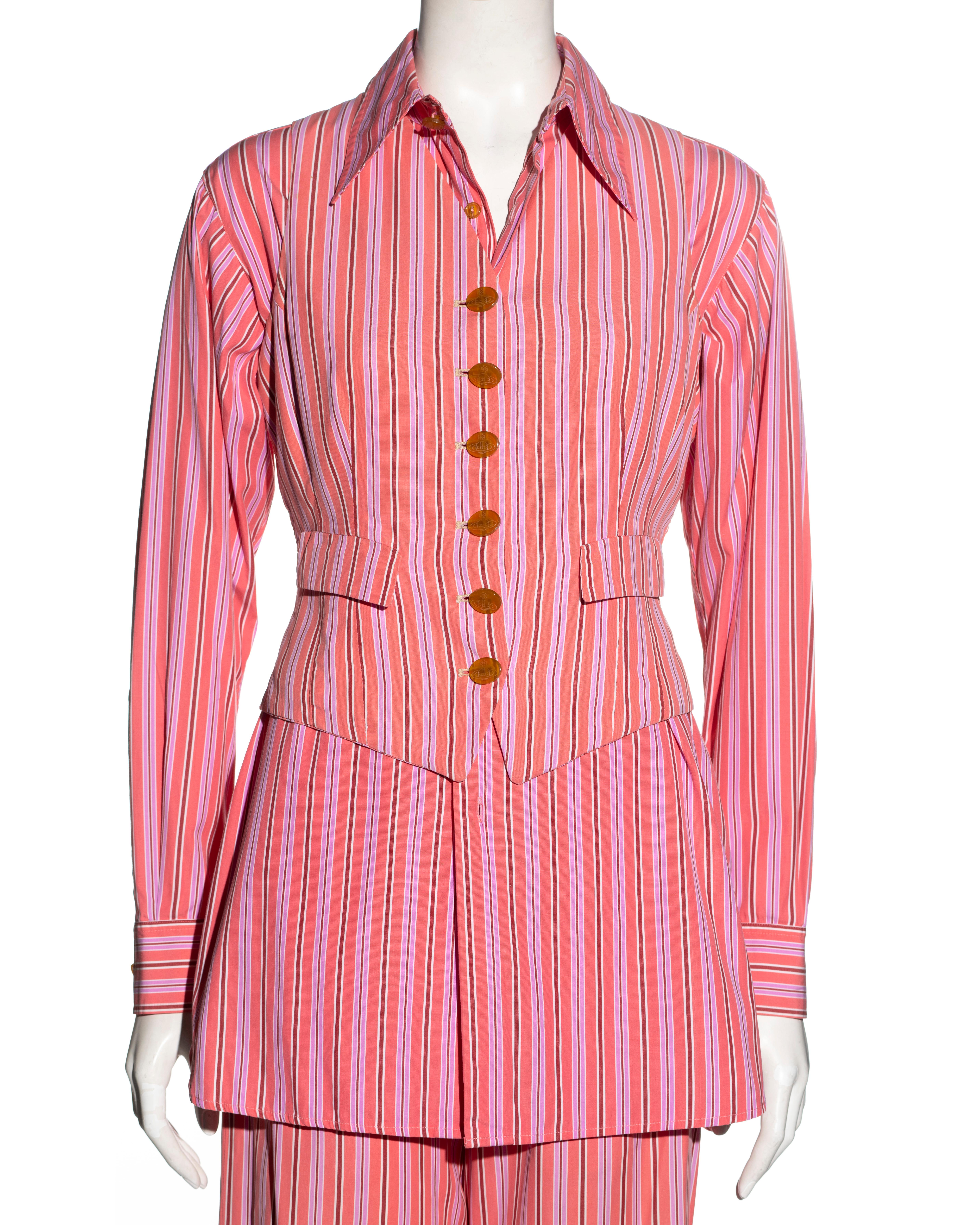 Vivienne Westwood Rosa gestreifter 3-teiliger Anzug aus Baumwolle, Frühjahr/Sommer 1993 im Zustand „Gut“ im Angebot in London, GB