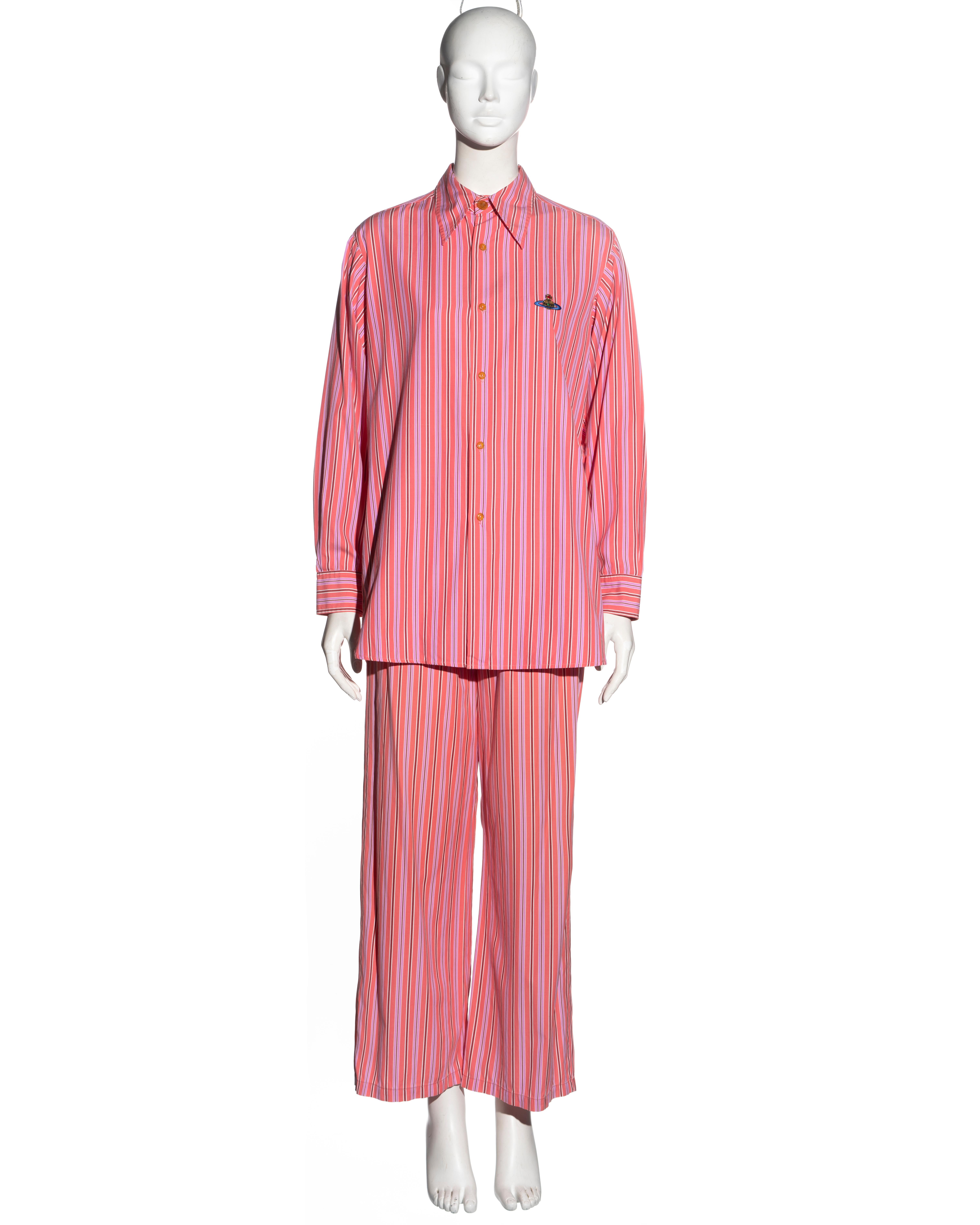 Vivienne Westwood Rosa gestreifter 3-teiliger Anzug aus Baumwolle, Frühjahr/Sommer 1993 im Angebot 1