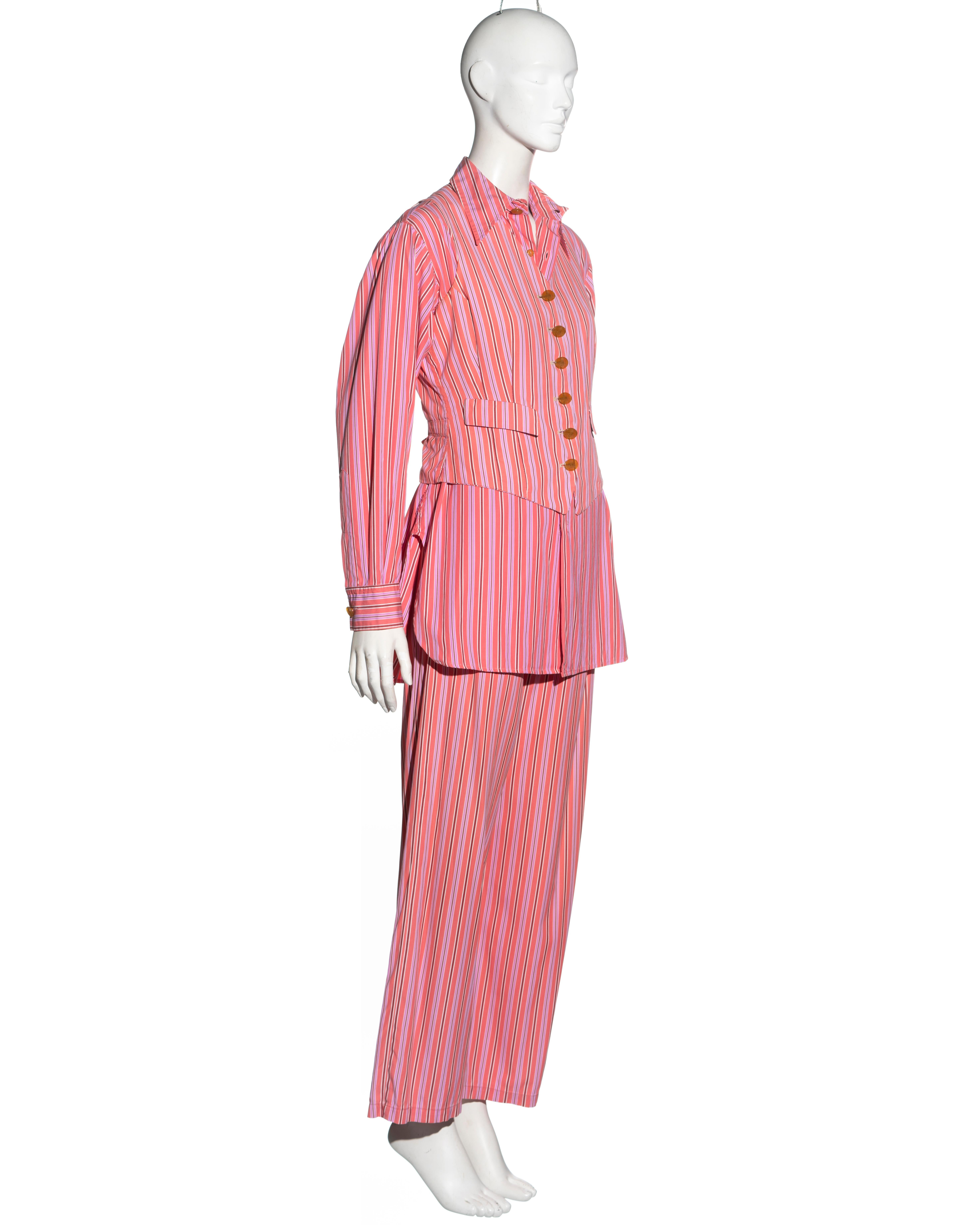 Vivienne Westwood Rosa gestreifter 3-teiliger Anzug aus Baumwolle, Frühjahr/Sommer 1993 im Angebot 4