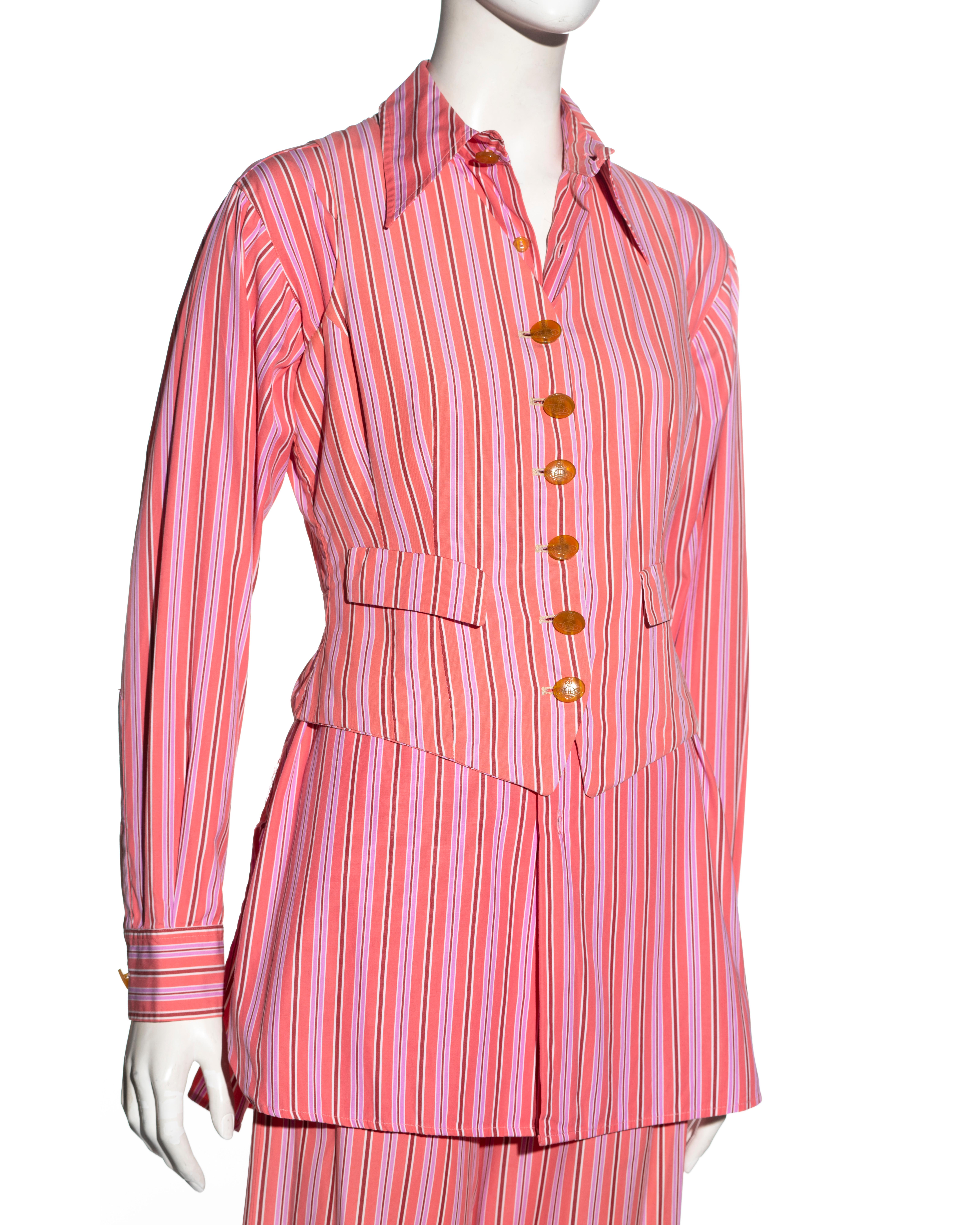 Vivienne Westwood Rosa gestreifter 3-teiliger Anzug aus Baumwolle, Frühjahr/Sommer 1993 im Angebot 5