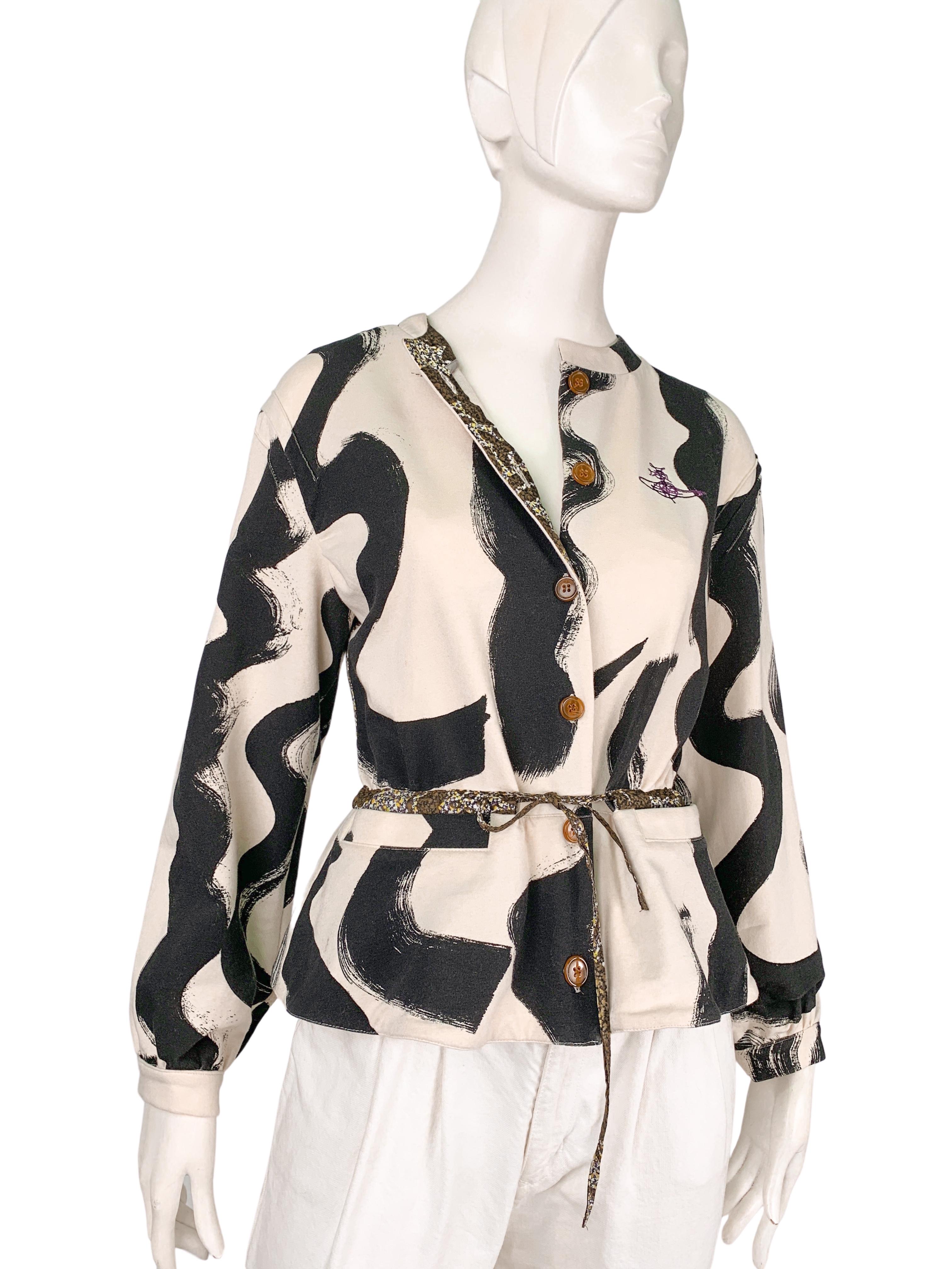 Women's or Men's Vivienne Westwood Printed Cotton Patchwork Drawstring Waist Lightweight Jacket