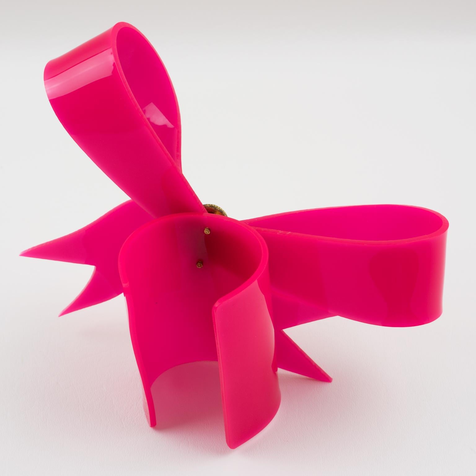 Vivienne Westwood Prototype Cuff Bangle Bracelet Pink Acrylic Bow 2