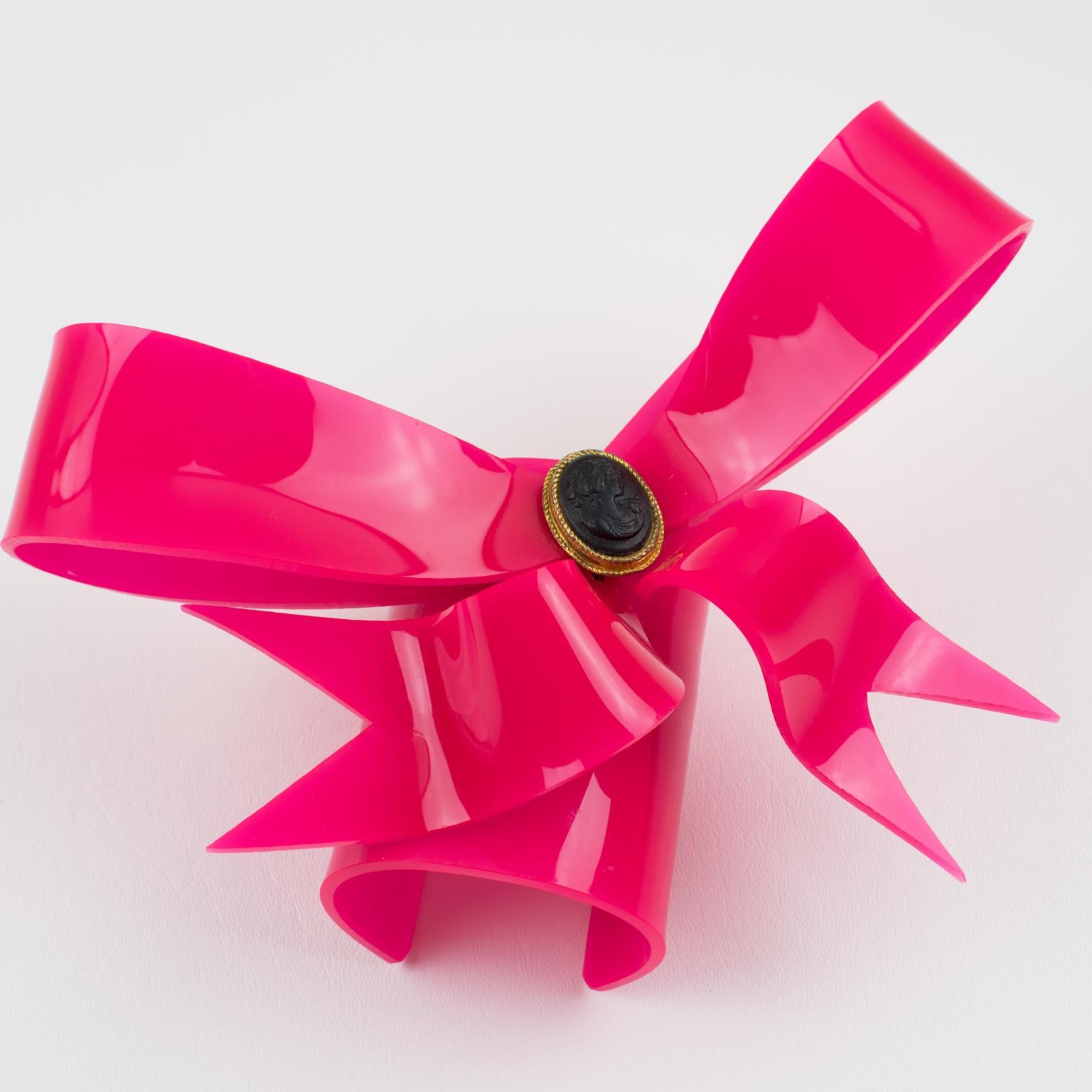 Vivienne Westwood Prototype Cuff Bangle Bracelet Pink Acrylic Bow 3