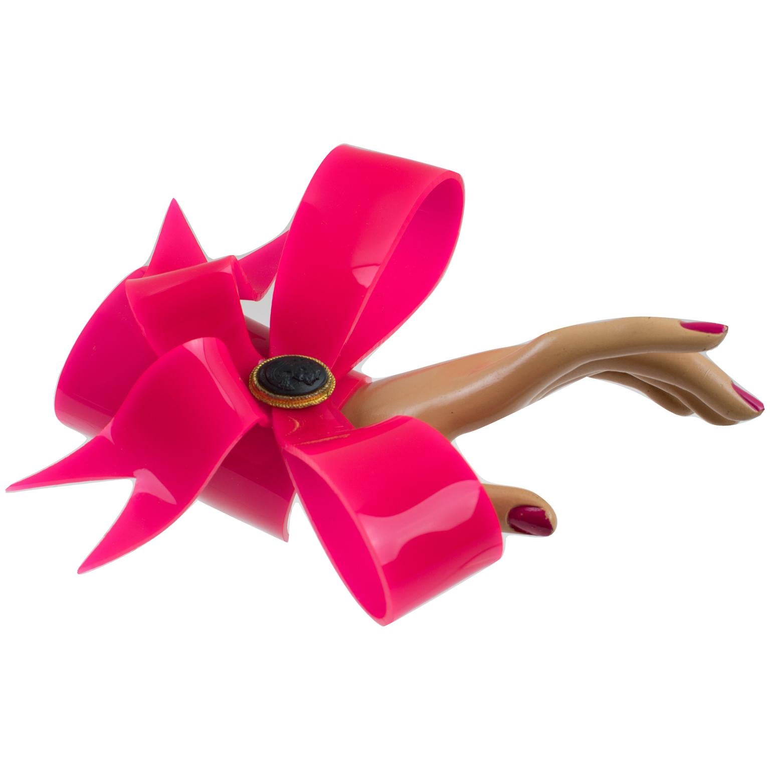 Vivienne Westwood Prototype Cuff Bangle Bracelet Pink Acrylic Bow 4