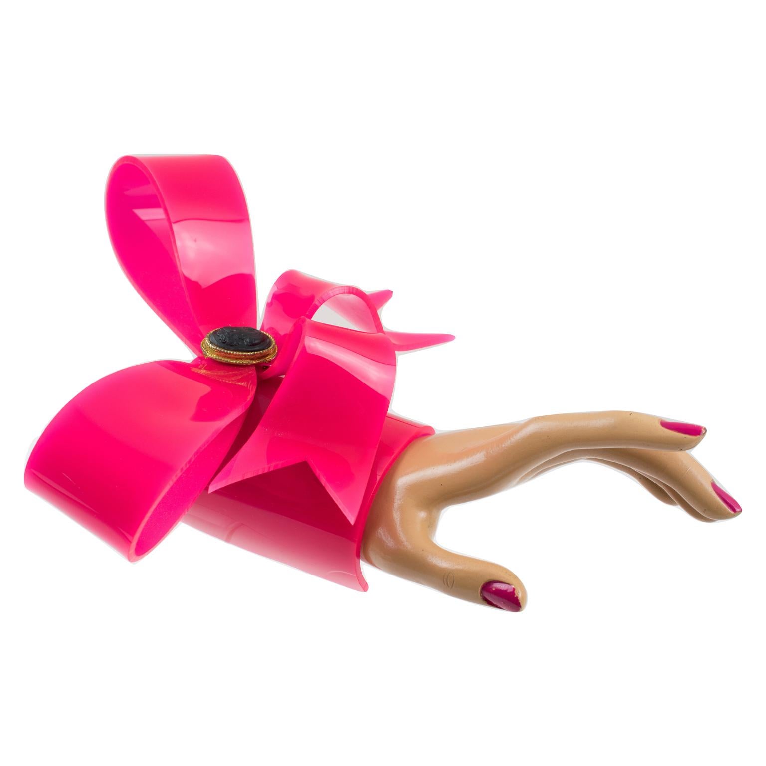 Vivienne Westwood Prototype Cuff Bangle Bracelet Pink Acrylic Bow 5
