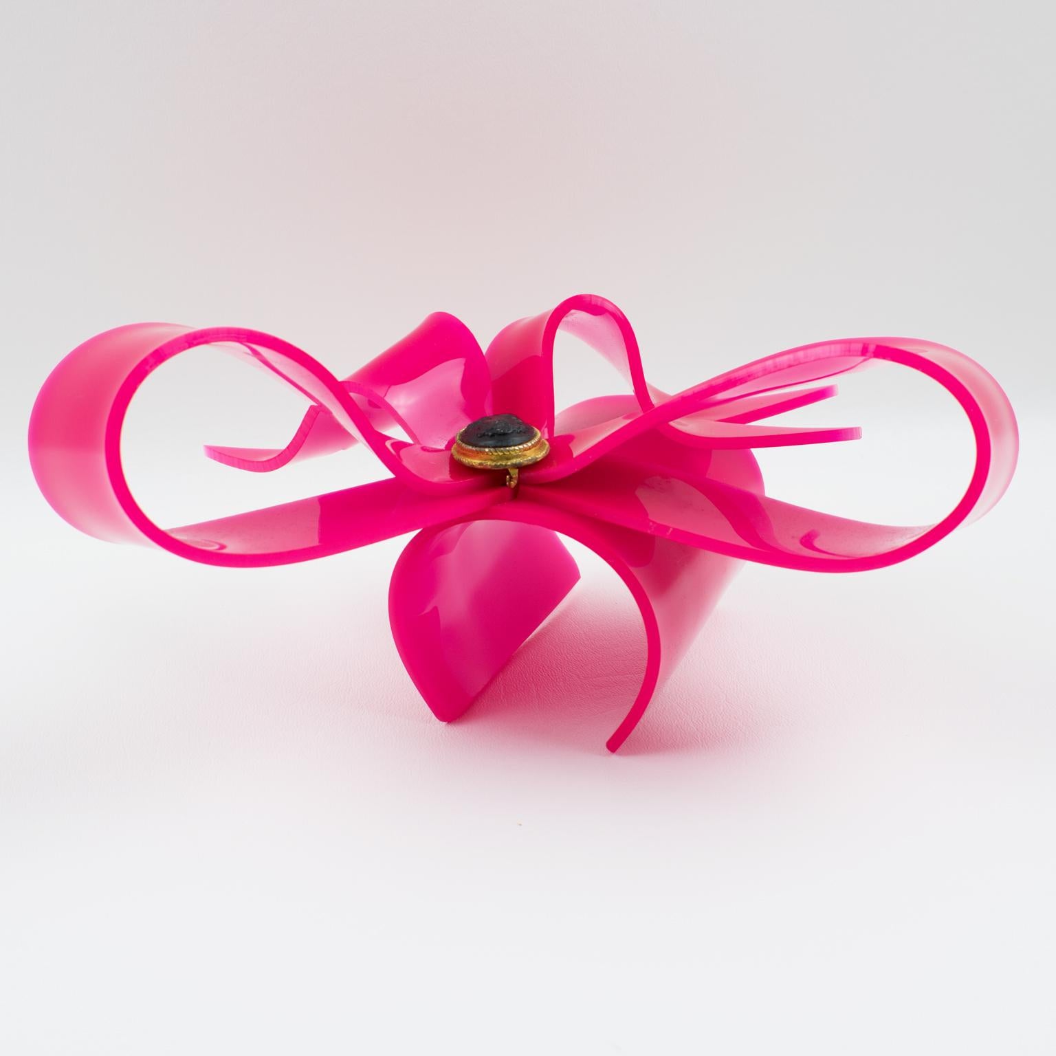 Vivienne Westwood Prototype Cuff Bangle Bracelet Pink Acrylic Bow 6