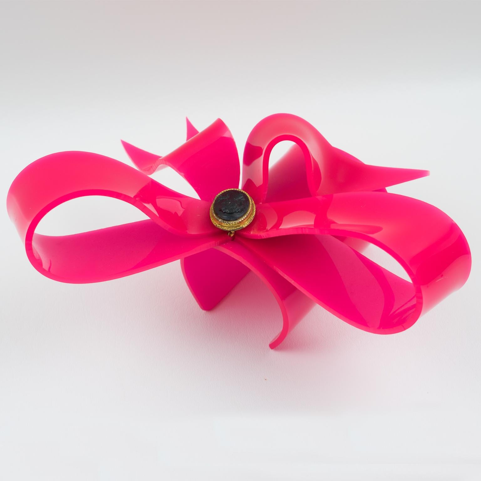 Vivienne Westwood Prototype Cuff Bangle Bracelet Pink Acrylic Bow 8