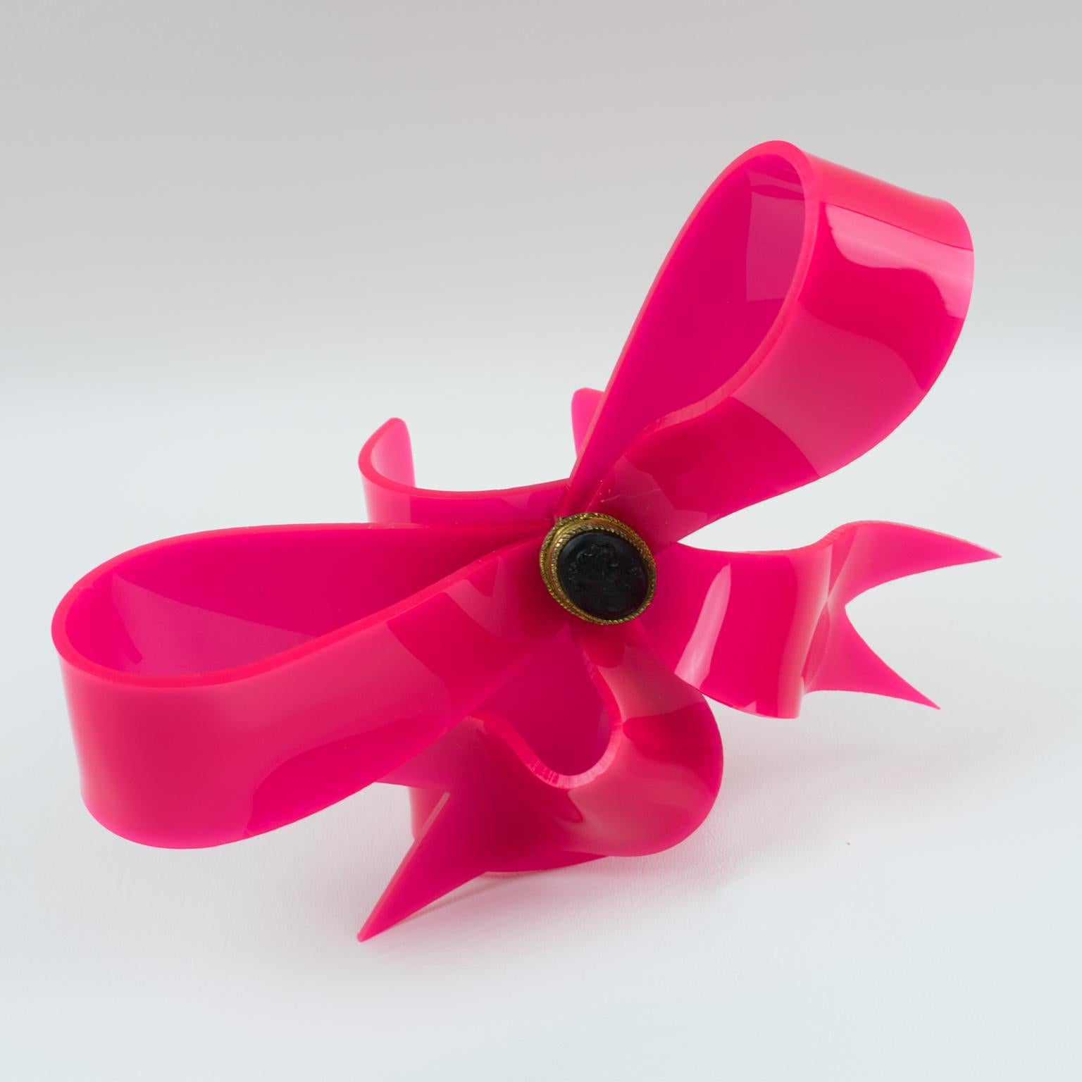 Modern Vivienne Westwood Prototype Cuff Bangle Bracelet Pink Acrylic Bow