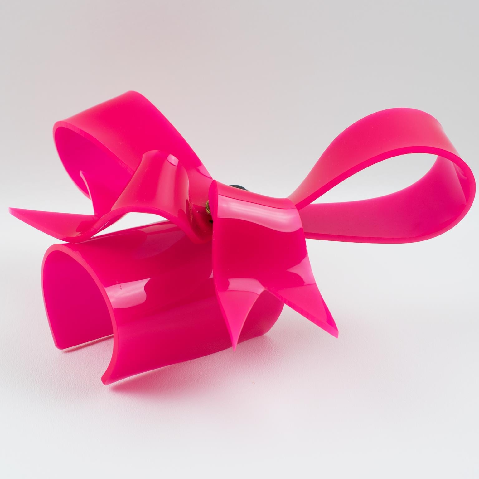 Women's or Men's Vivienne Westwood Prototype Cuff Bangle Bracelet Pink Acrylic Bow