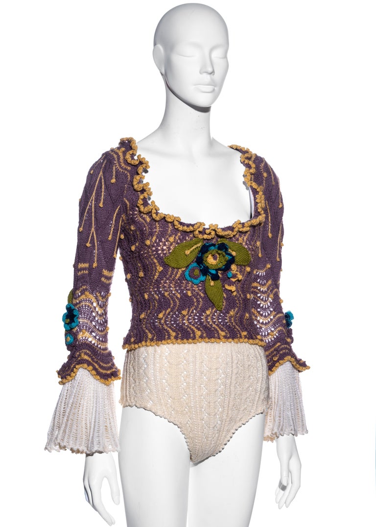 Vivienne Westwood purple crochet knit corset and panties set, fw