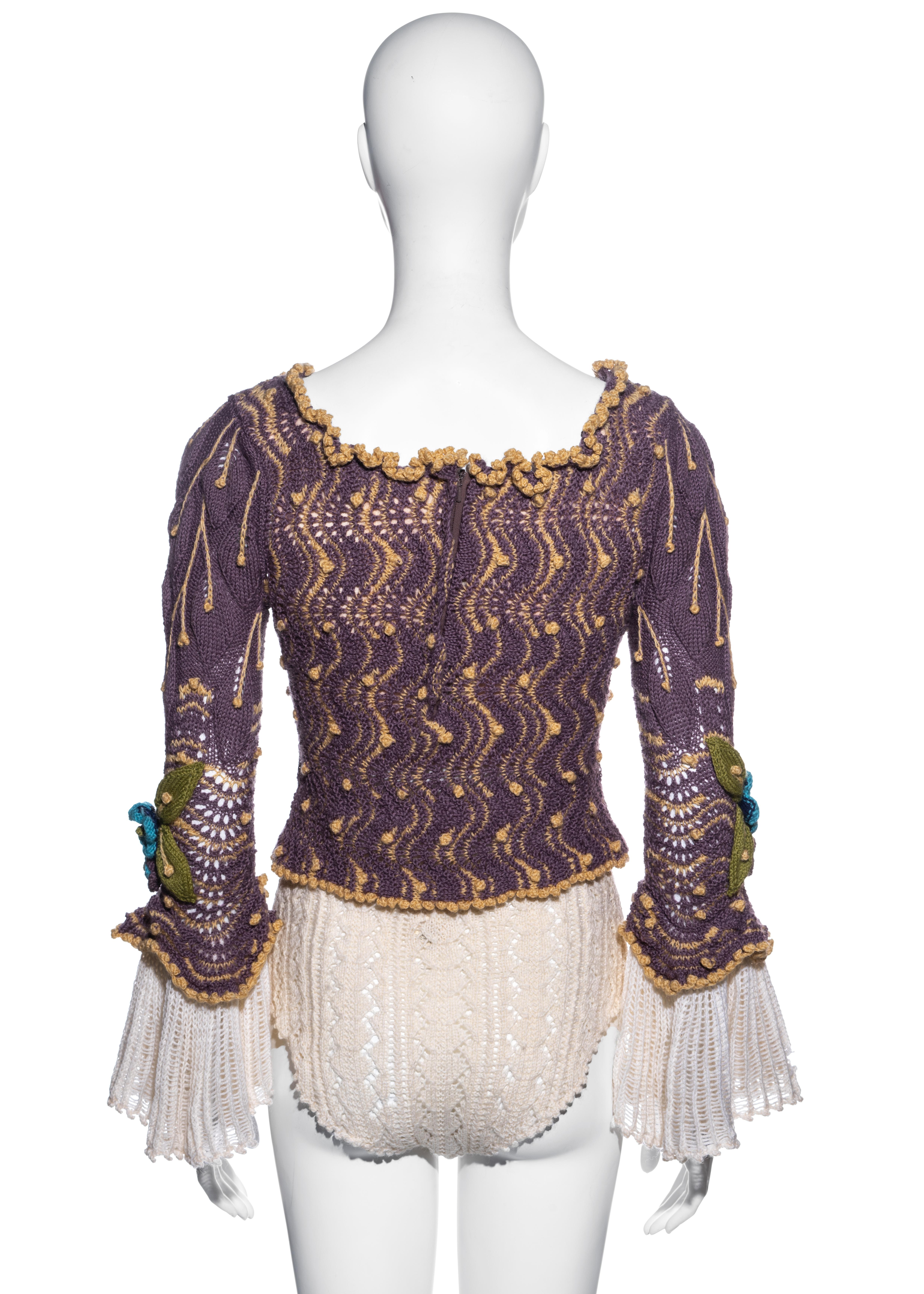 Vivienne Westwood purple crochet knit corset and panties set, fw 1994 1