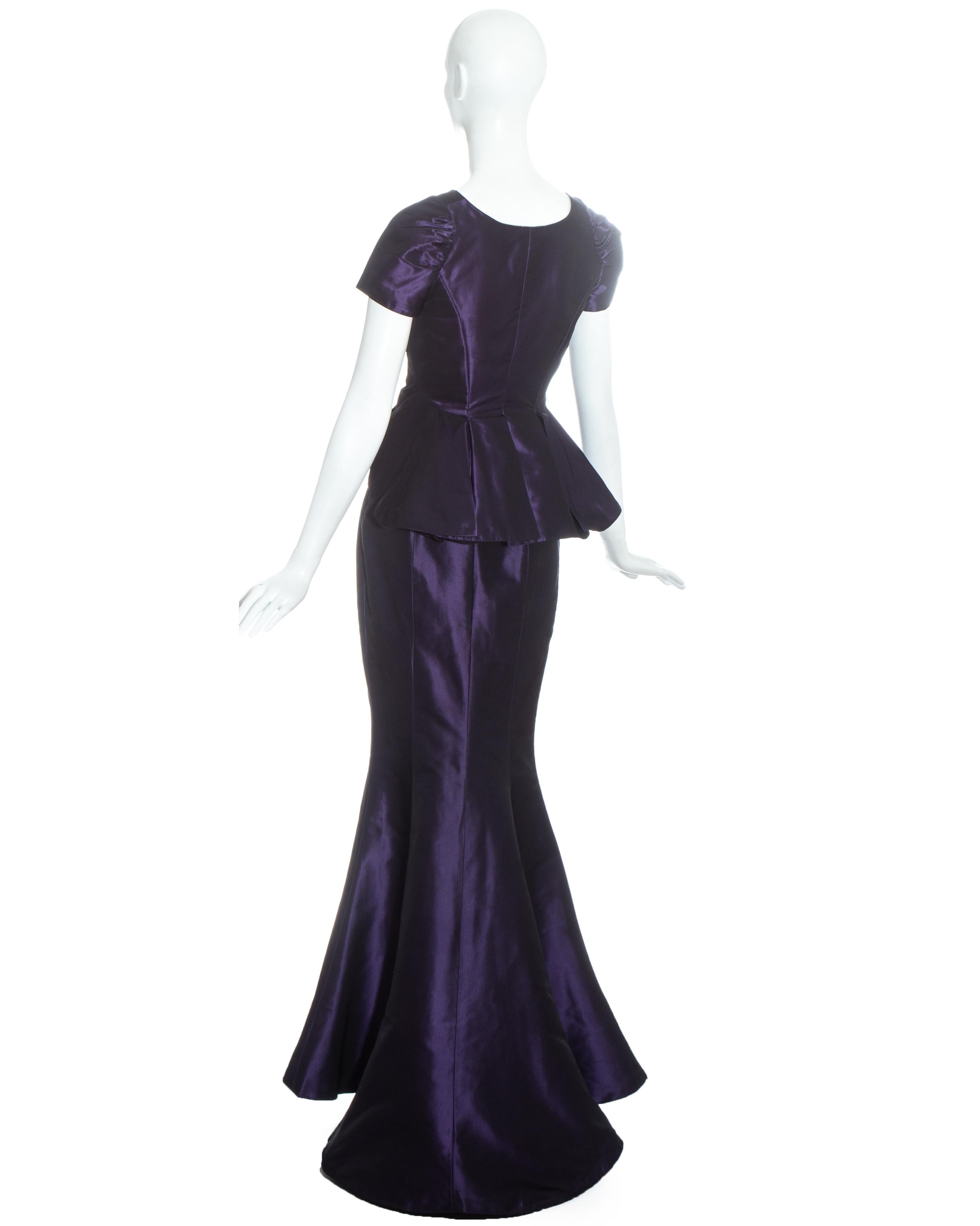 Black Vivienne Westwood purple silk taffeta mermaid skirt and corset top, c. 1997 For Sale