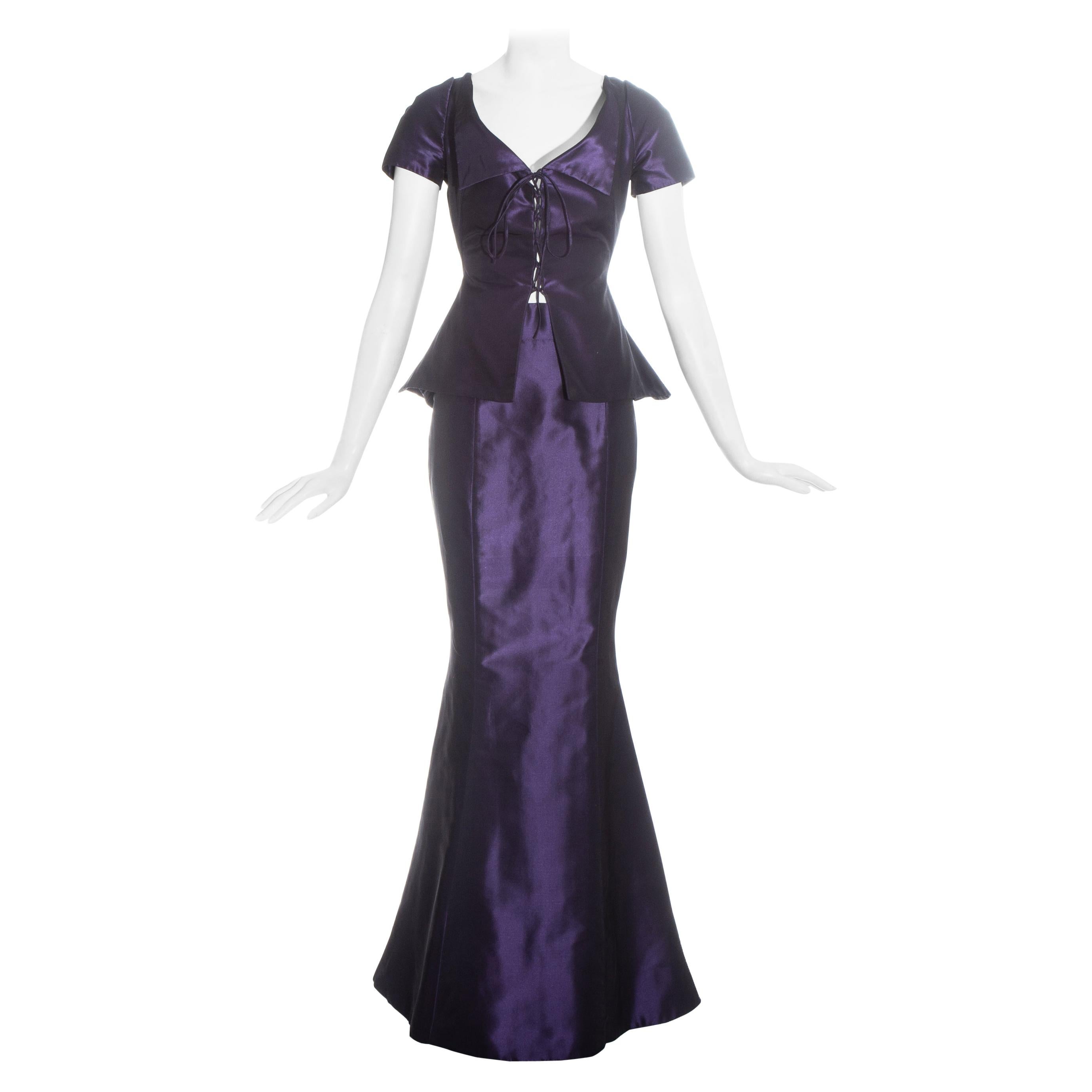 Vivienne Westwood purple silk taffeta mermaid skirt and corset top, c. 1997 For Sale