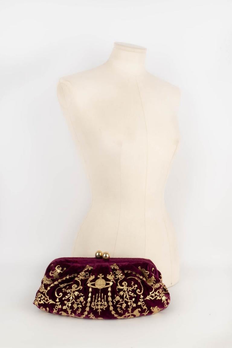 Vivienne Westwood Purple Velvet Bag/Clutch In Good Condition In SAINT-OUEN-SUR-SEINE, FR
