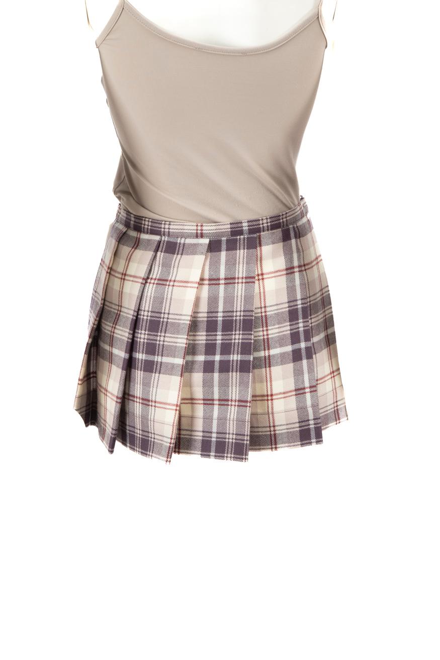 Gray Vivienne Westwood Purple Wool Tartan Pleated Skirt Size S