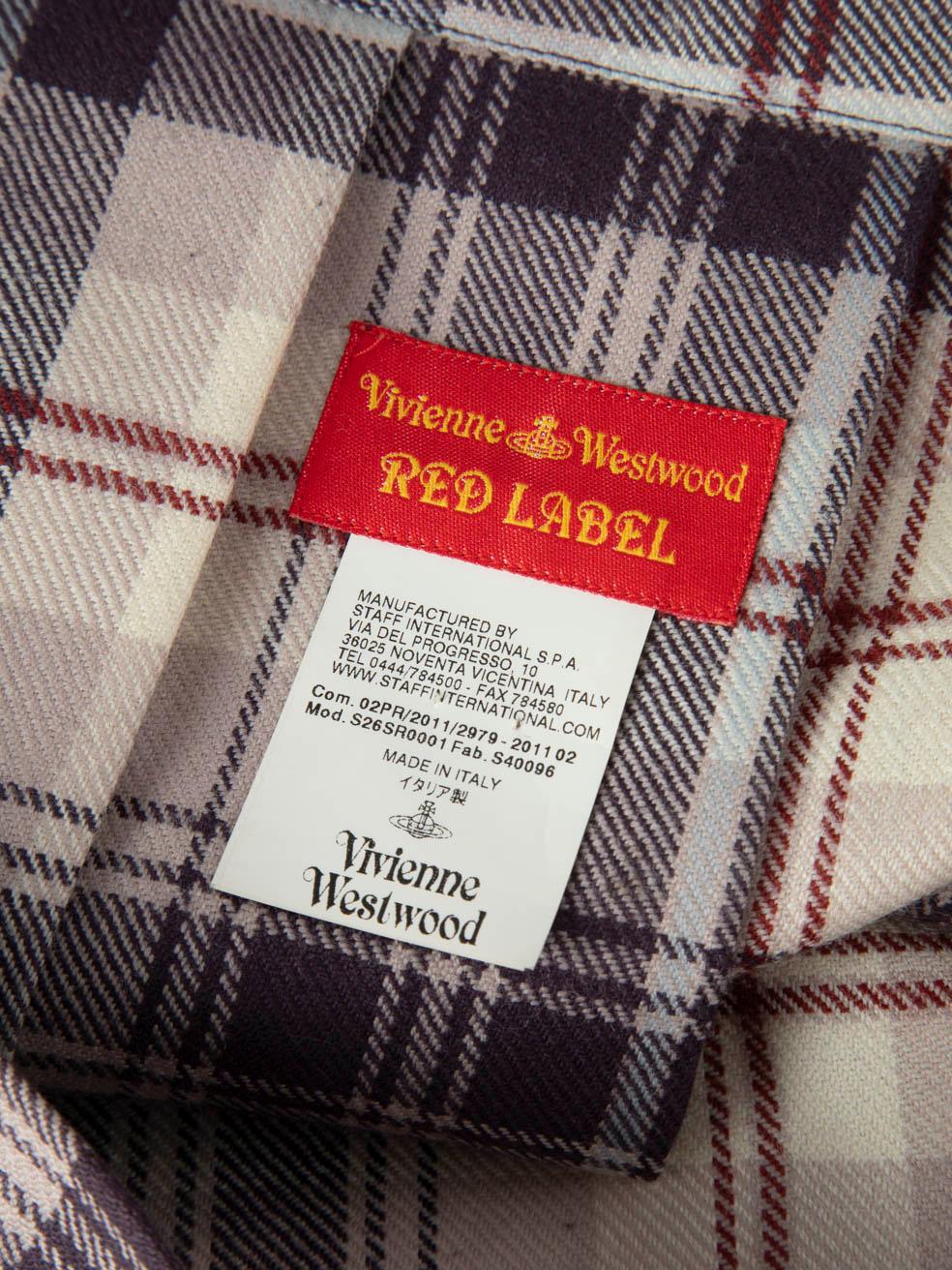 Women's Vivienne Westwood Purple Wool Tartan Pleated Skirt Size S