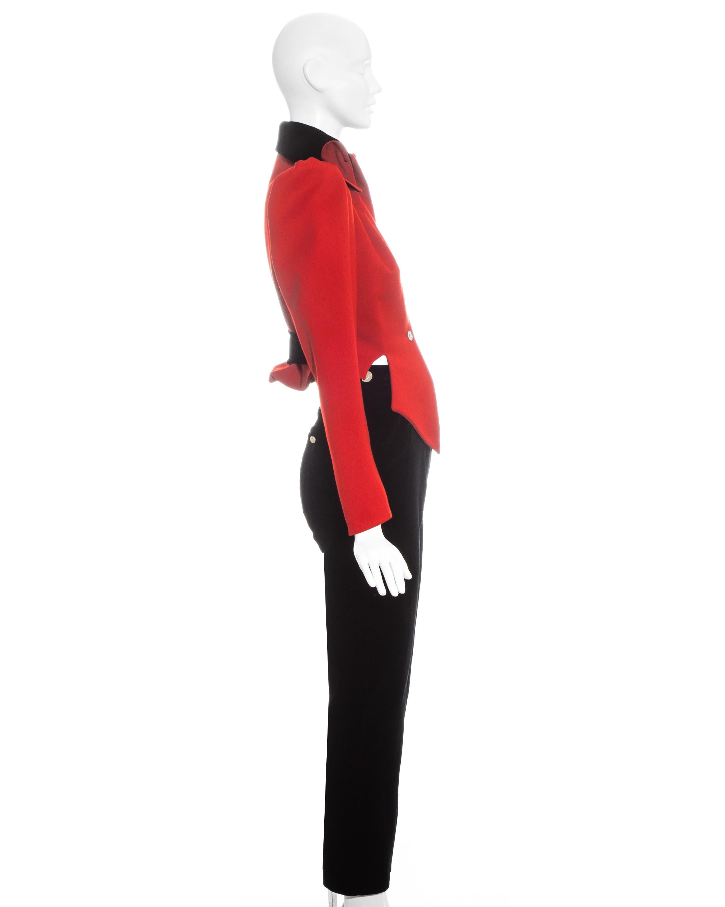 Women's Vivienne Westwood red and black equestrian style pant suit, fw 1994 For Sale