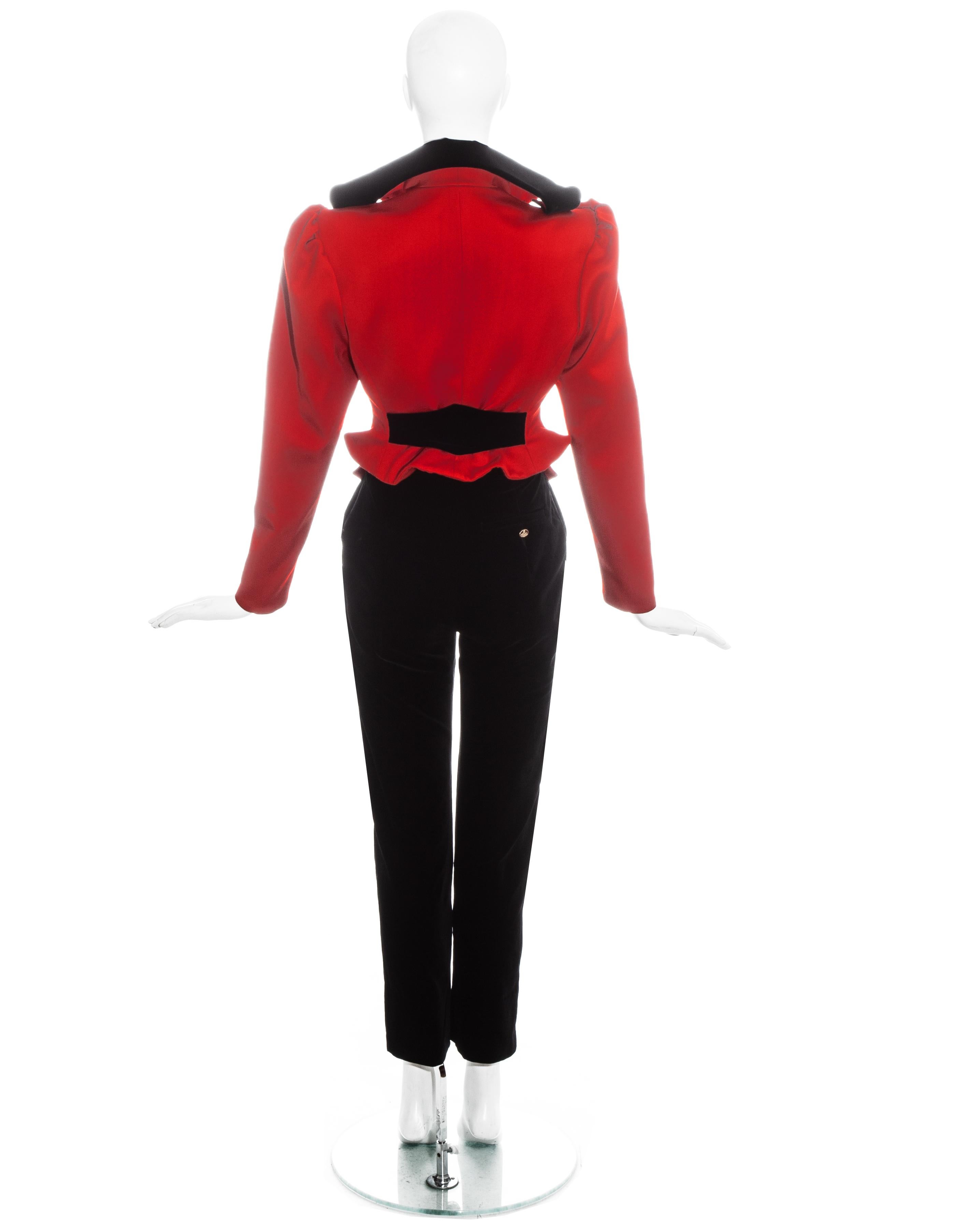 Vivienne Westwood red and black equestrian style pant suit, fw 1994 For Sale 1