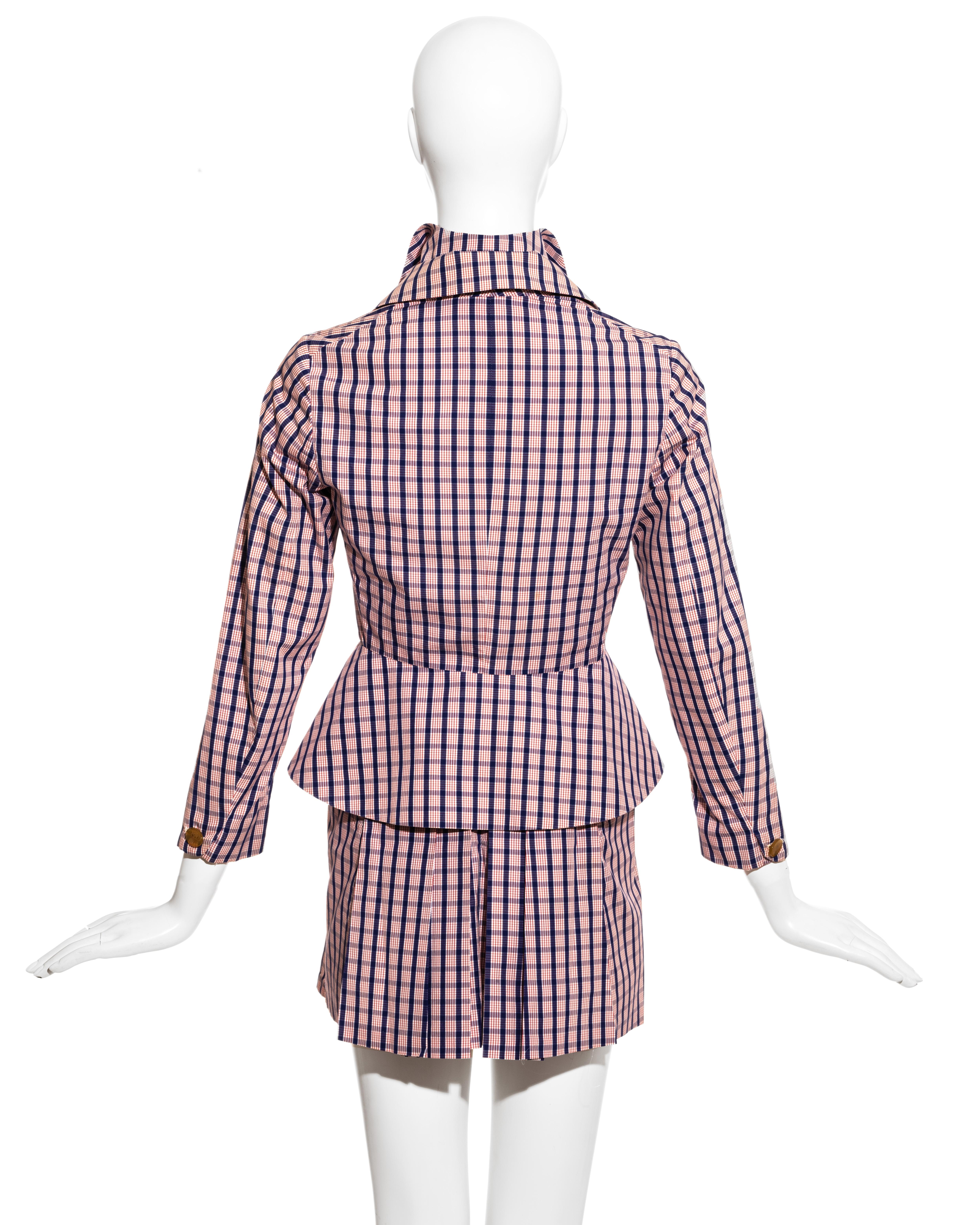 Vivienne Westwood red and blue checked cotton three piece skirt suit, ss 1994 For Sale 1