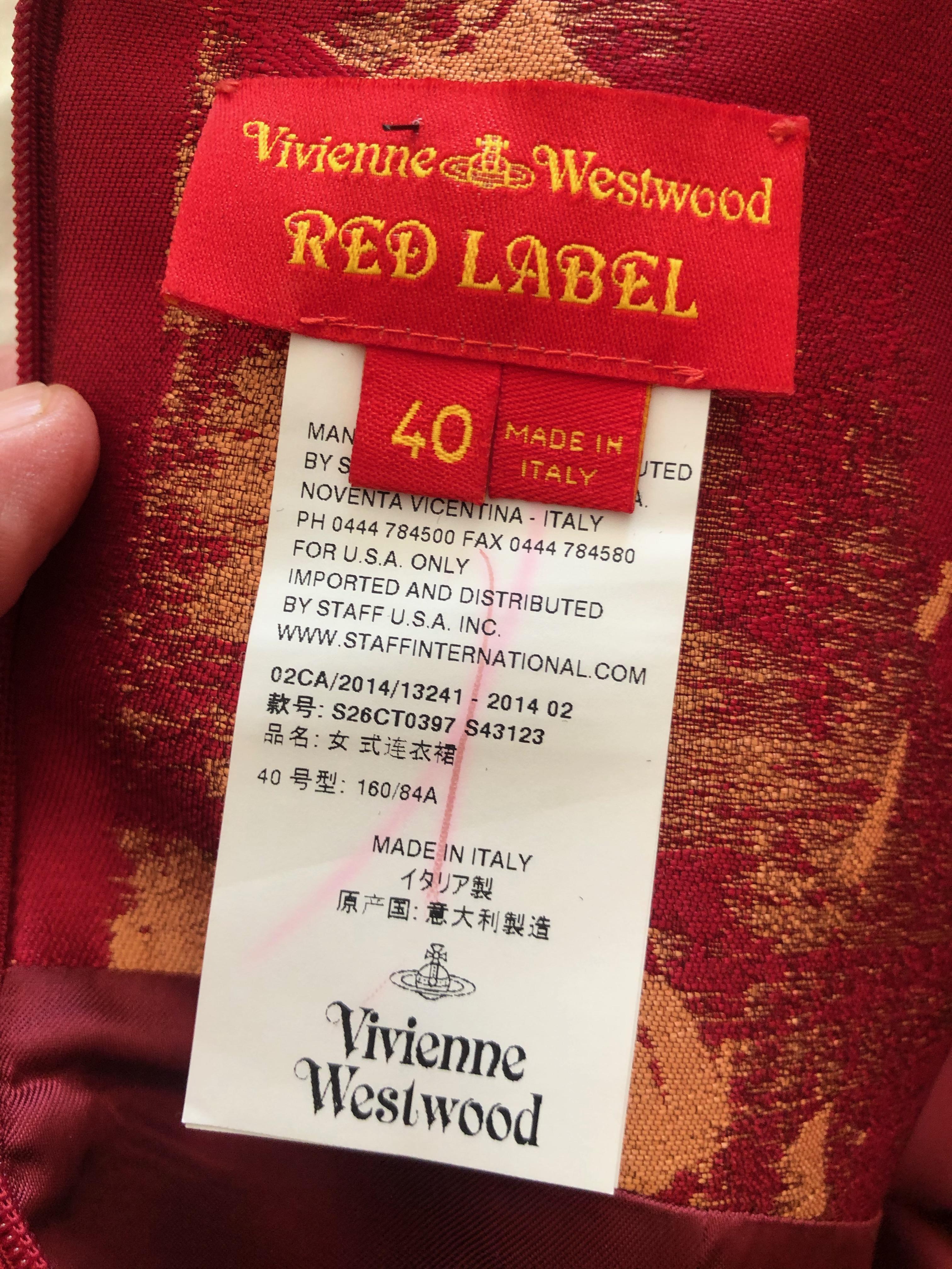 Vivienne Westwood Red and Gold Tulip Print Brocade Cocktail Dress For Sale 6