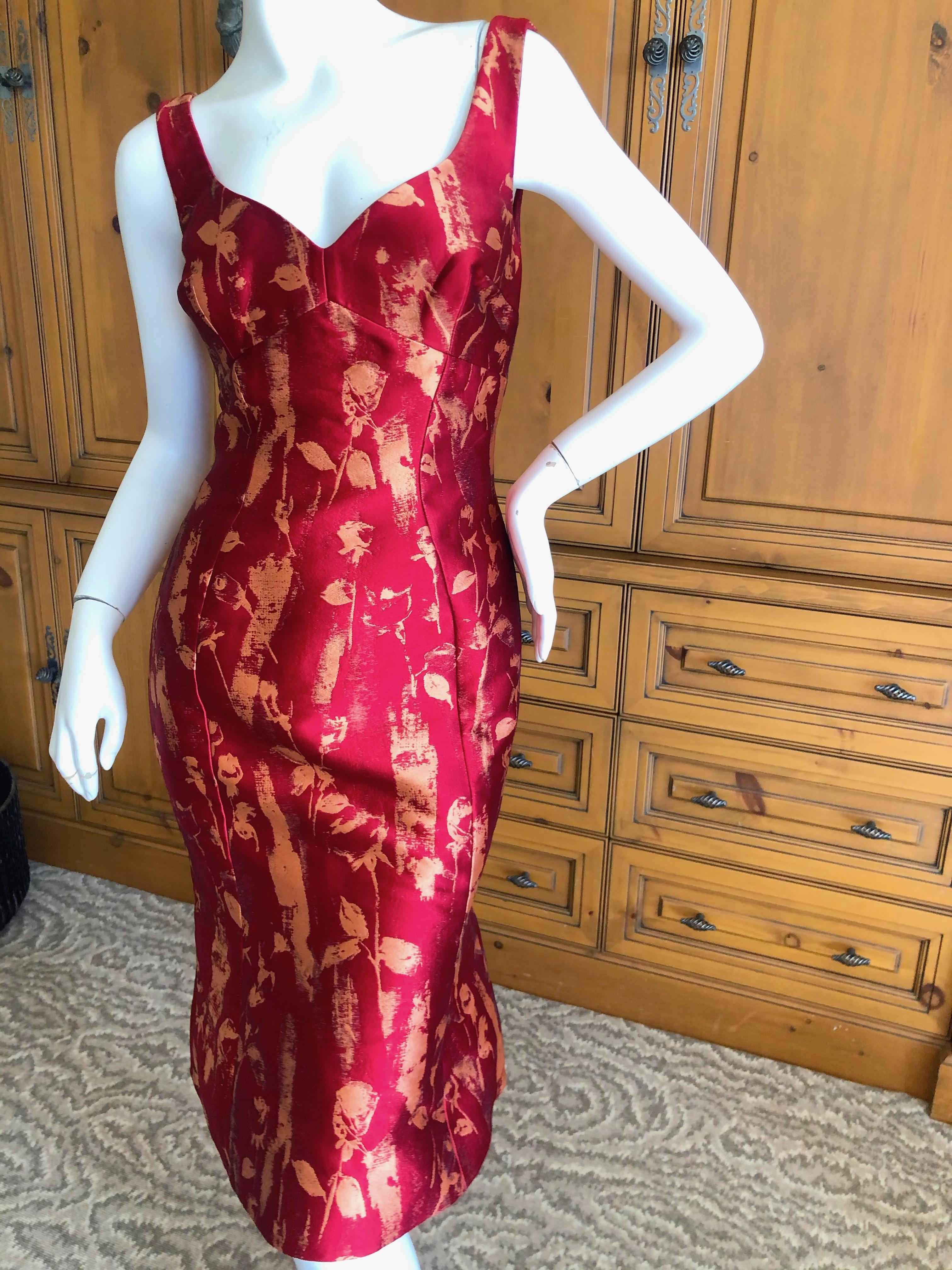 Women's Vivienne Westwood Red and Gold Tulip Print Brocade Cocktail Dress For Sale