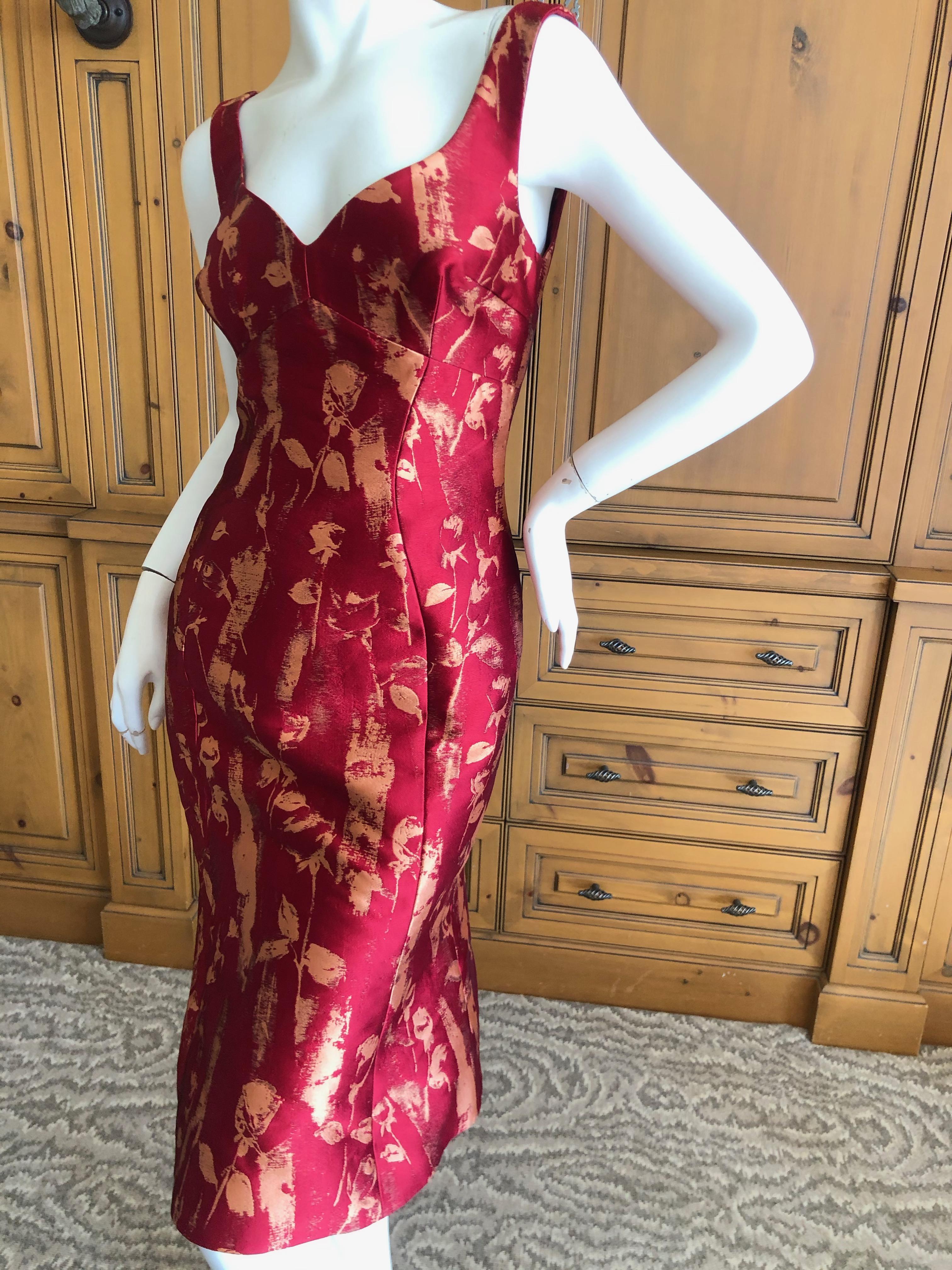 Vivienne Westwood Red and Gold Tulip Print Brocade Cocktail Dress For Sale 1