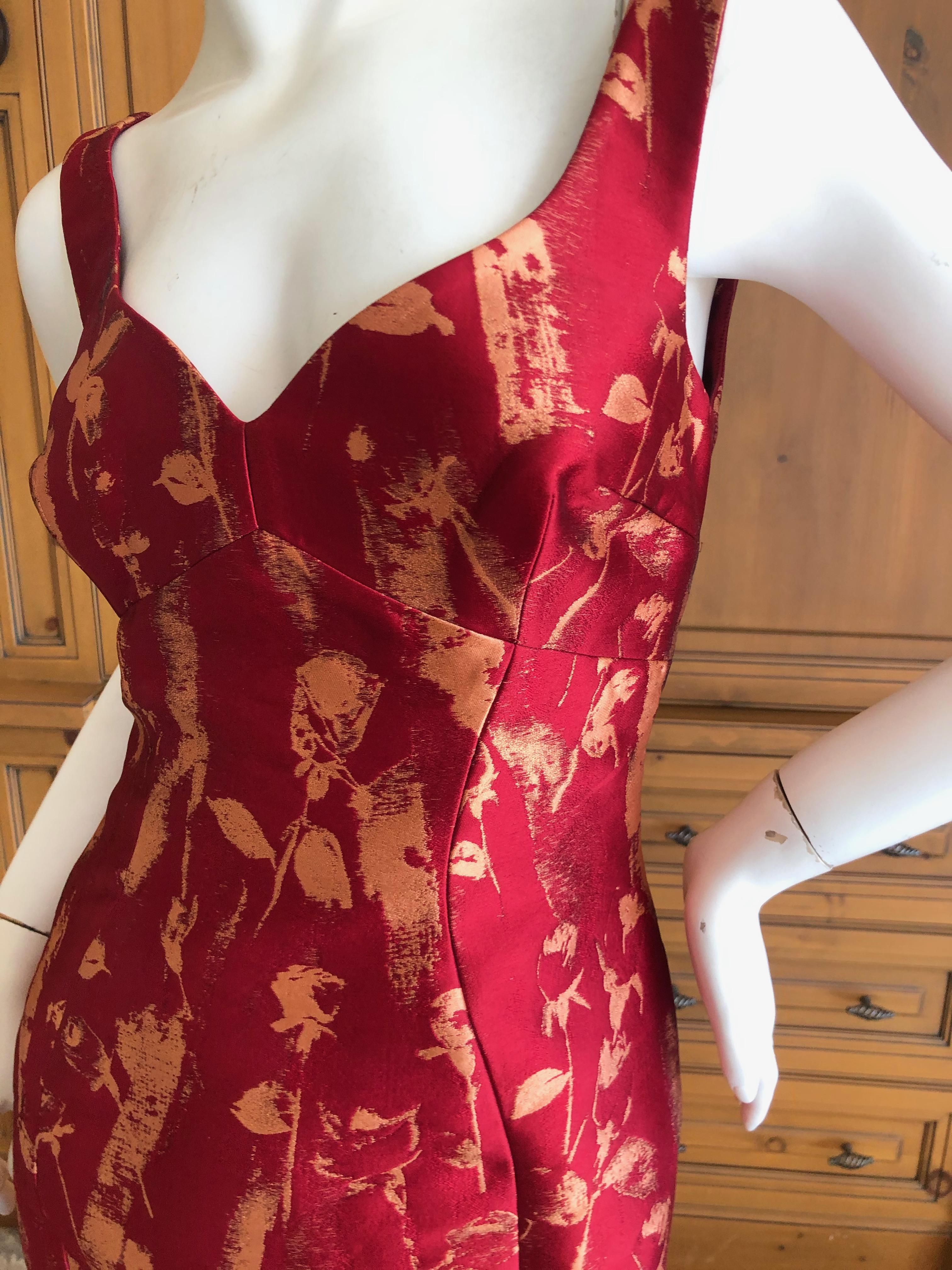 Vivienne Westwood Red and Gold Tulip Print Brocade Cocktail Dress For Sale 2
