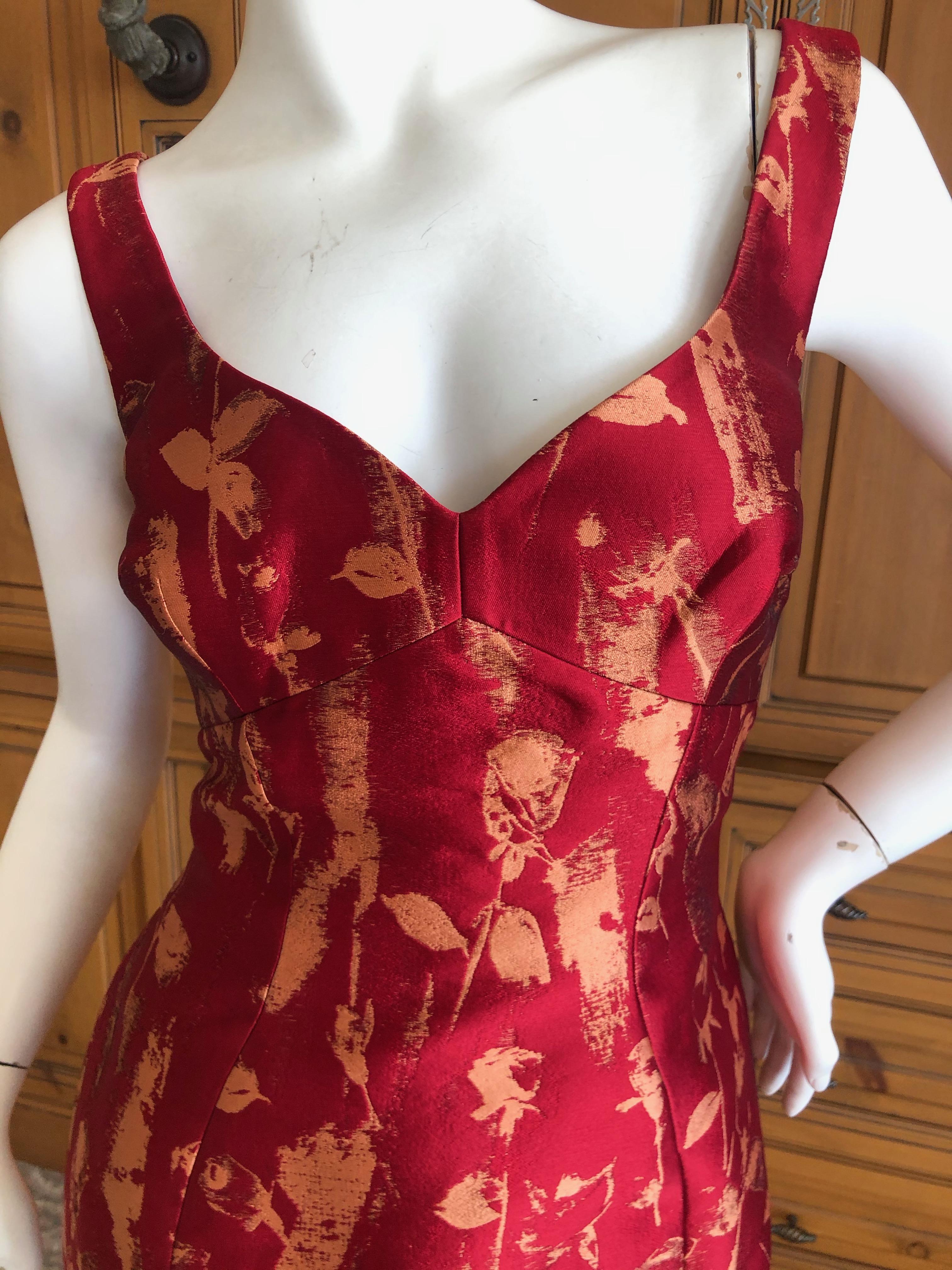 Vivienne Westwood Red and Gold Tulip Print Brocade Cocktail Dress For Sale 3