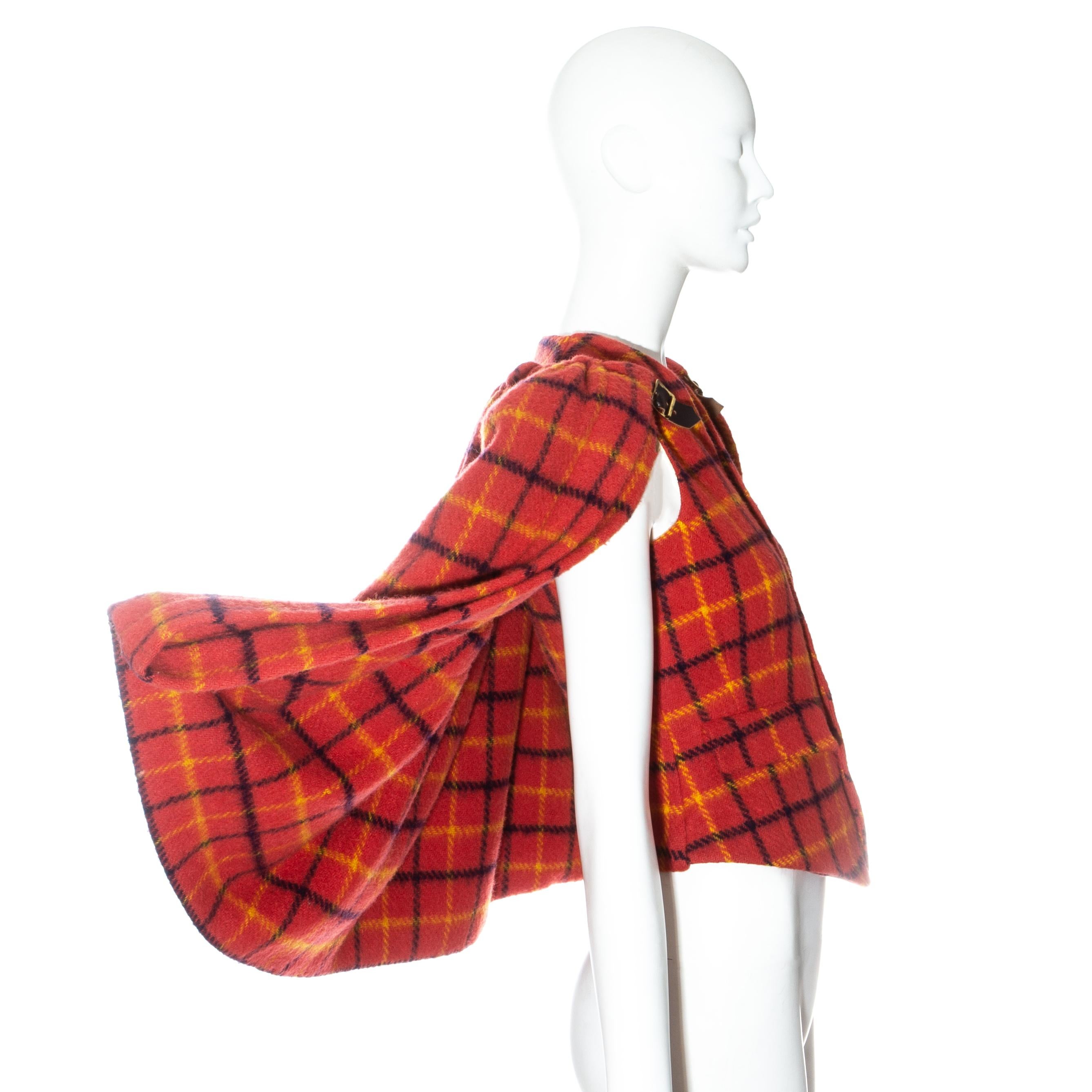 Vivienne Westwood red checked wool waistcoat with caplet, fw 1988 For ...