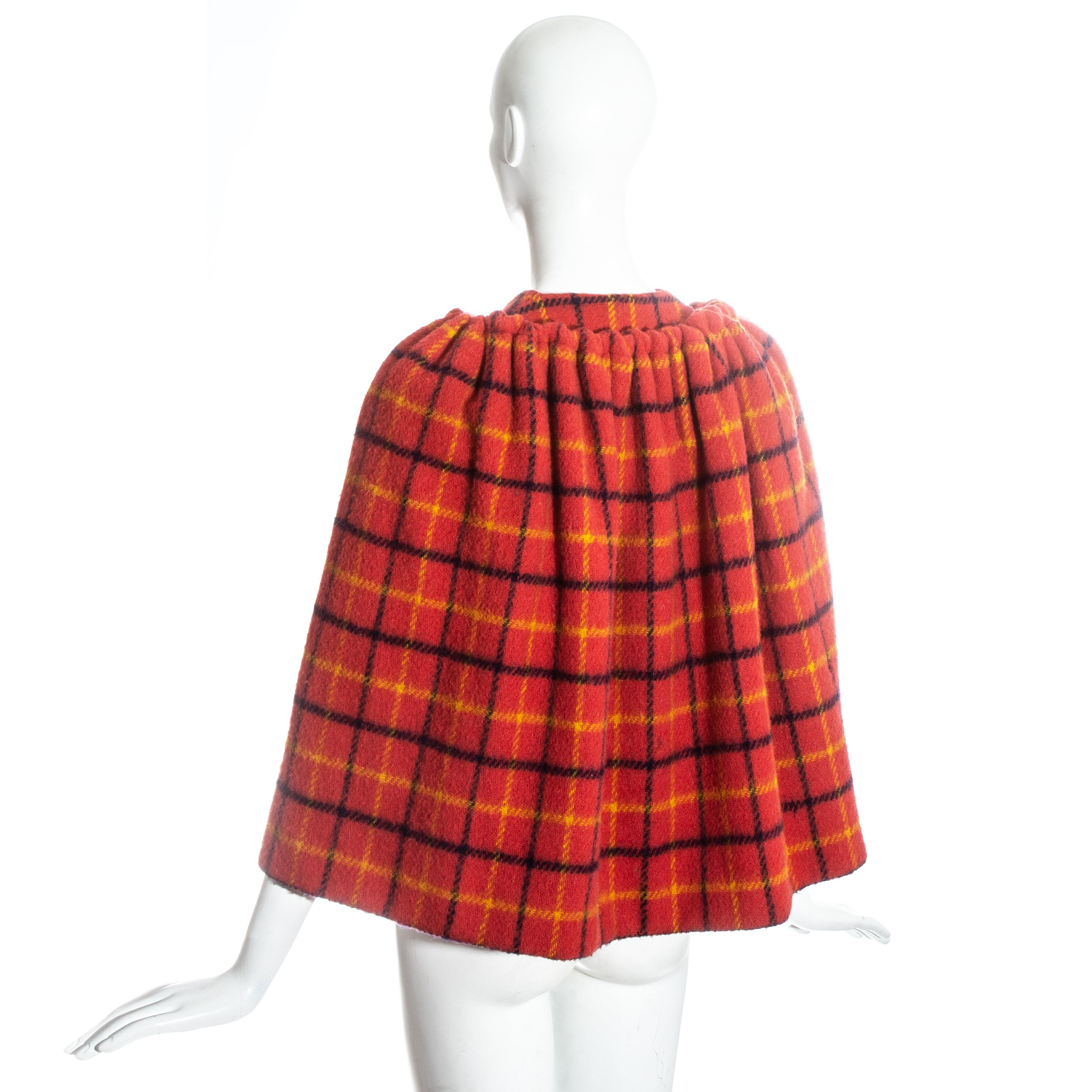 Women's Vivienne Westwood red checked wool waistcoat with caplet, fw 1988 For Sale