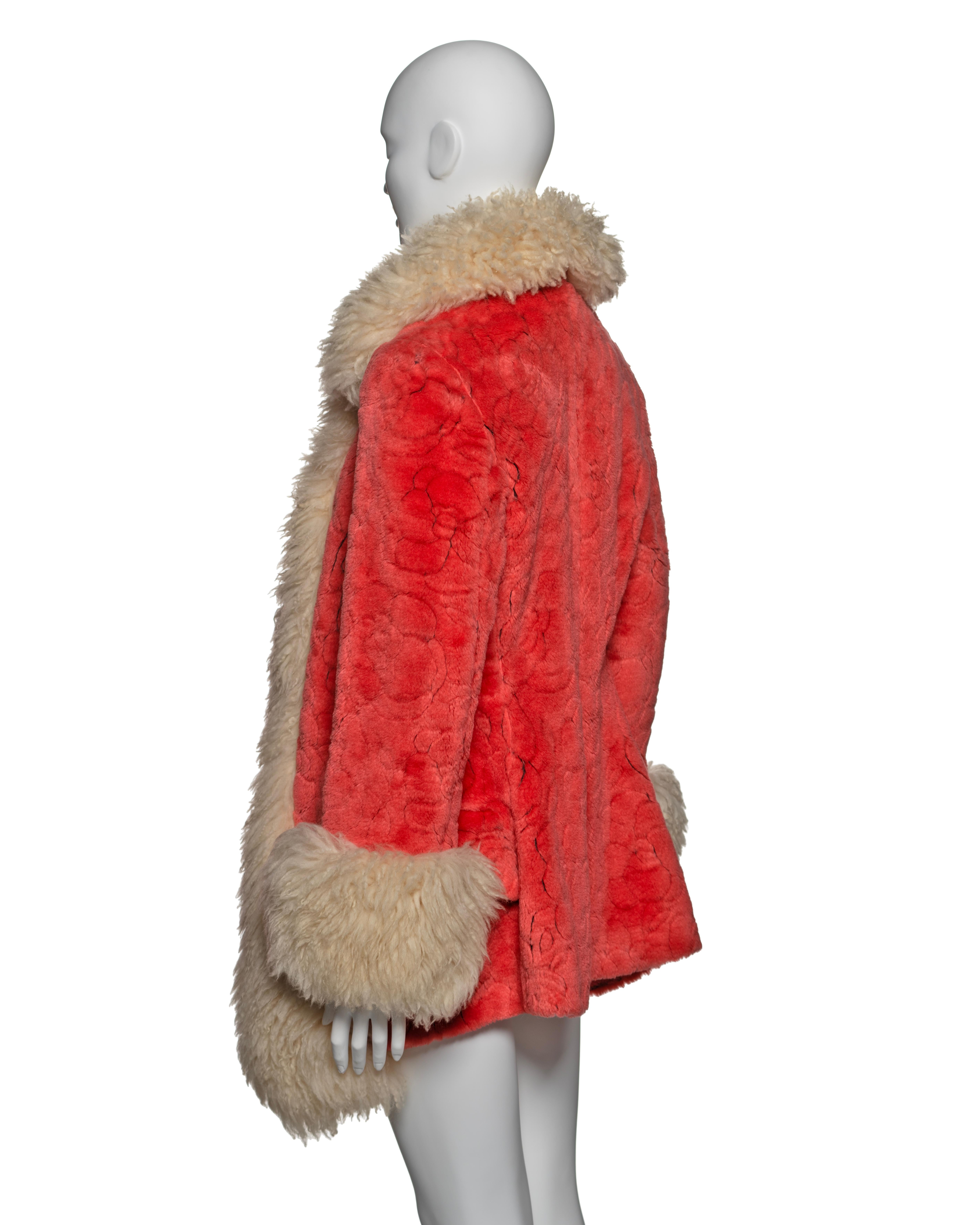 Vivienne Westwood Red Faux Fur Coat with Sheepskin Collar and Cuffs, FW 1990 7