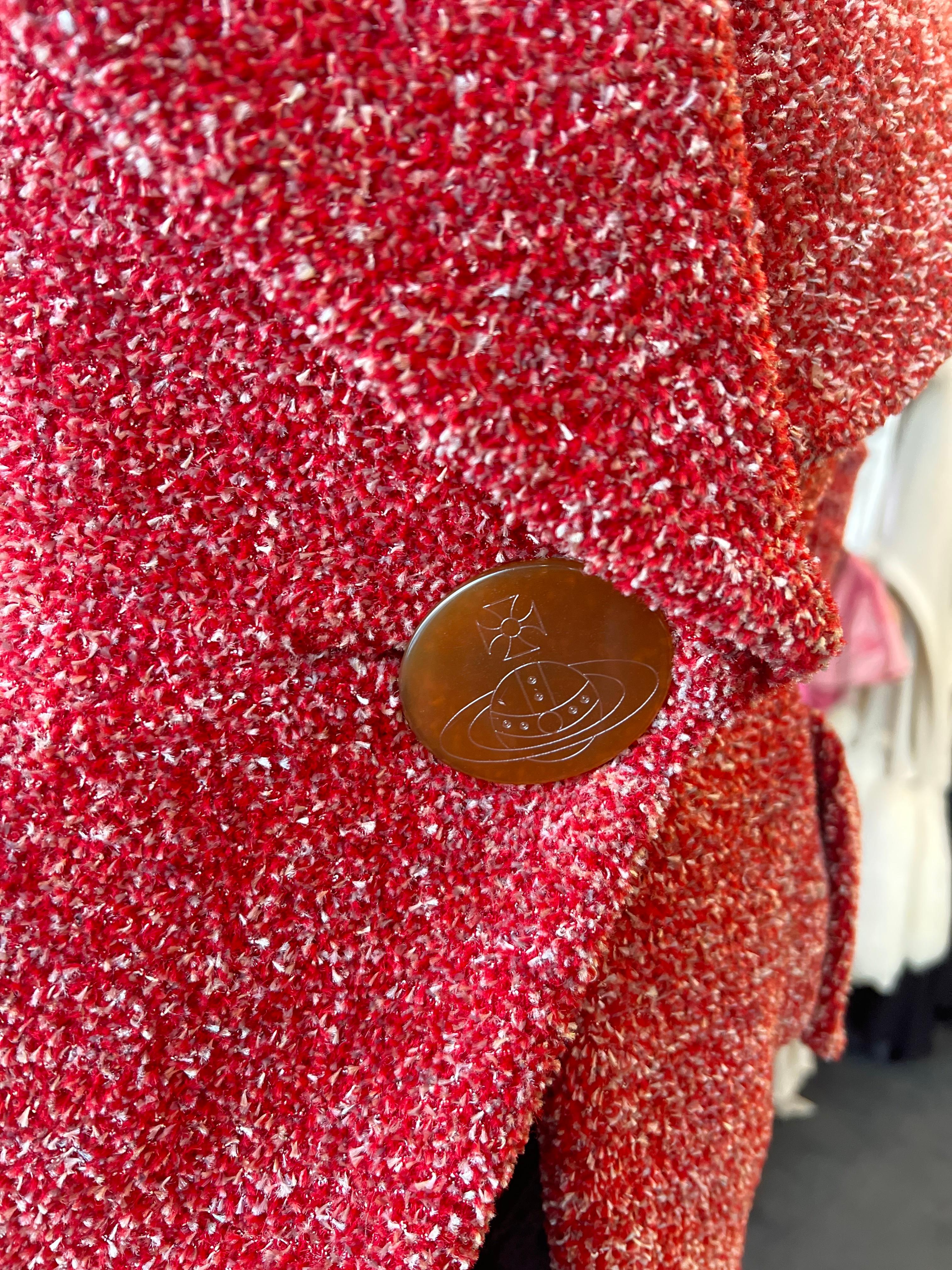 Vivienne Westwood Red Garland Fitted Jacket With Giant Orb Button 1998 1