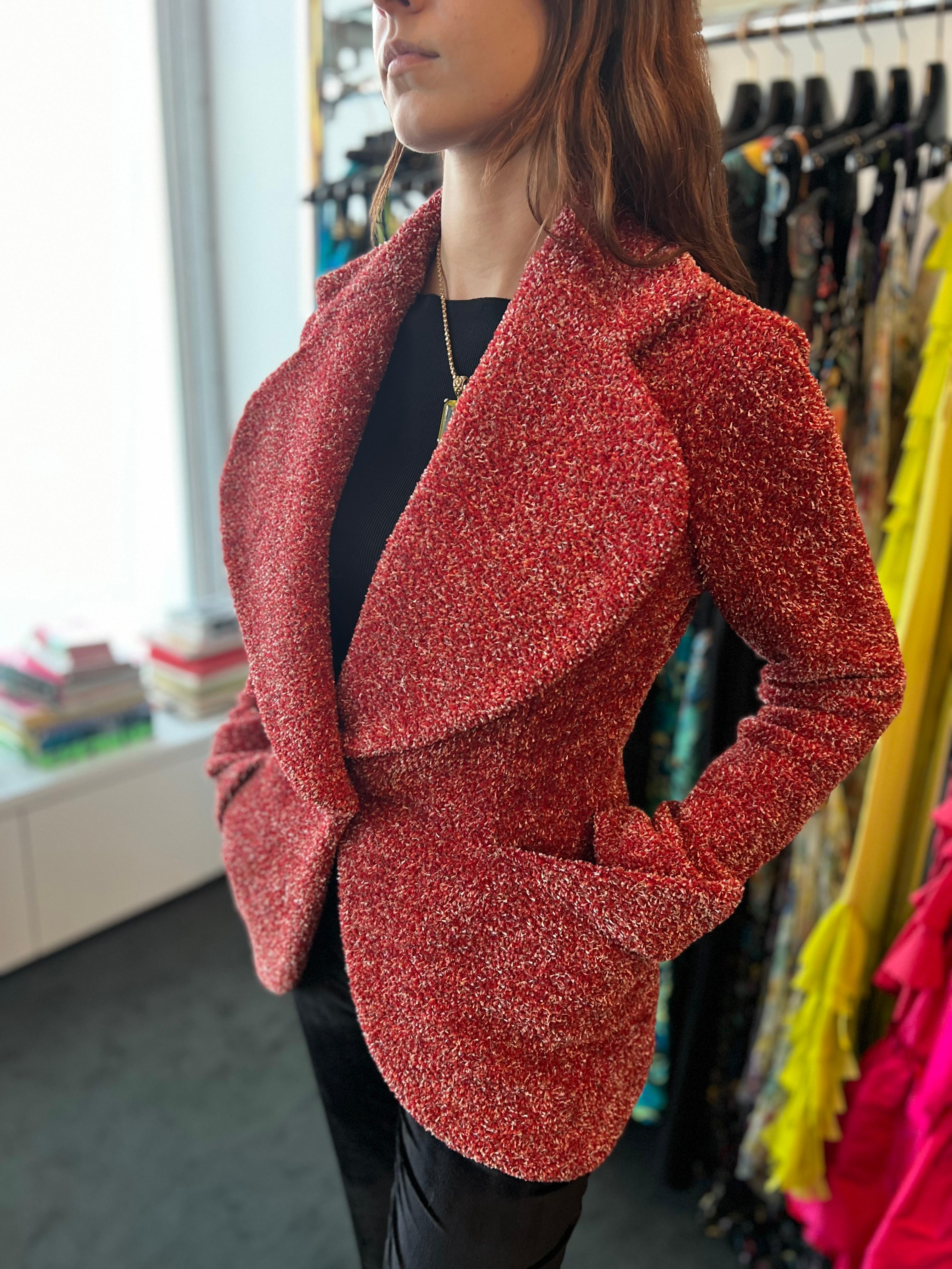 Vivienne Westwood Red Garland Fitted Jacket With Giant Orb Button 1998 2