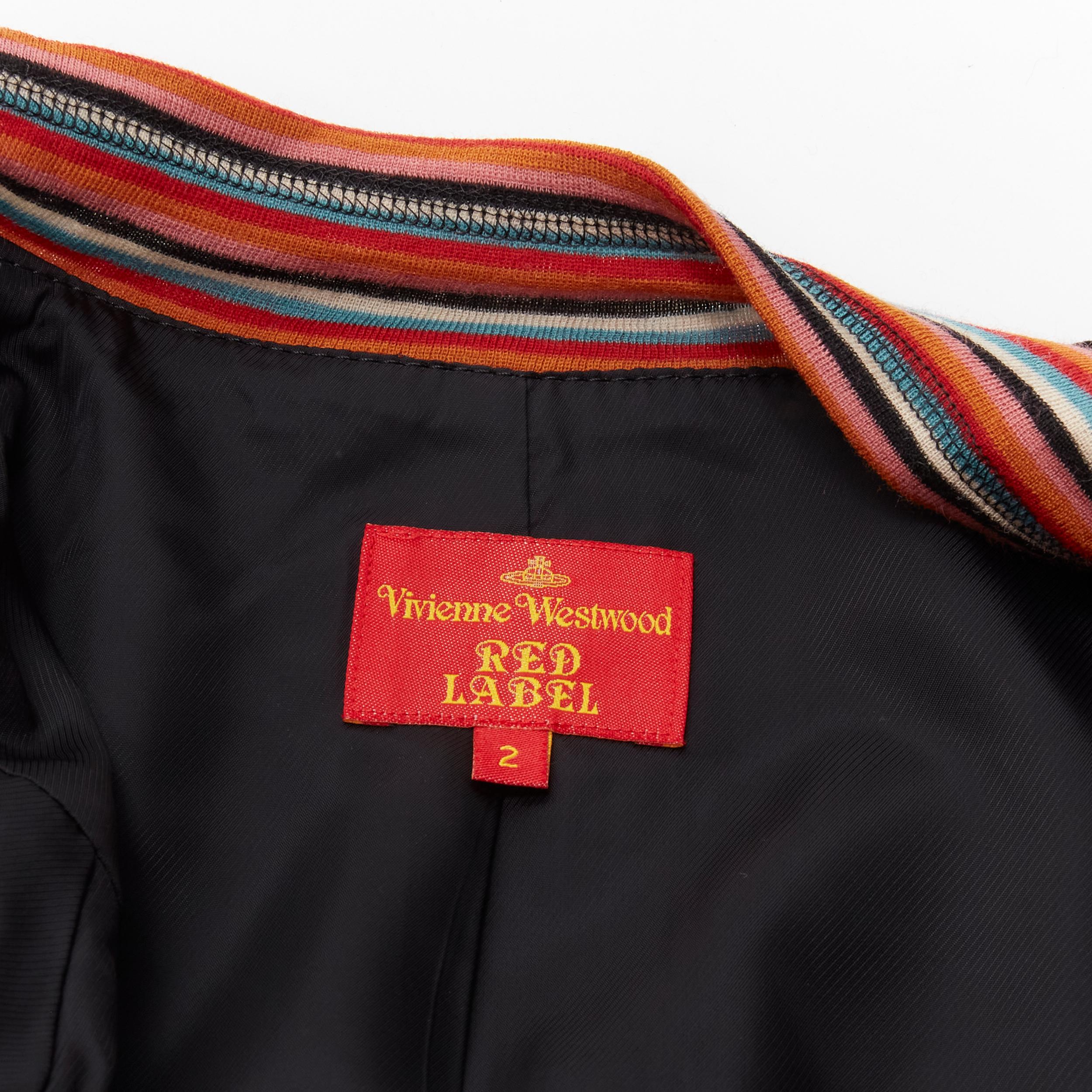 VIVIENNE WESTWOOD RED LABEL black velvet multi striped bomber jacket US2 S 6
