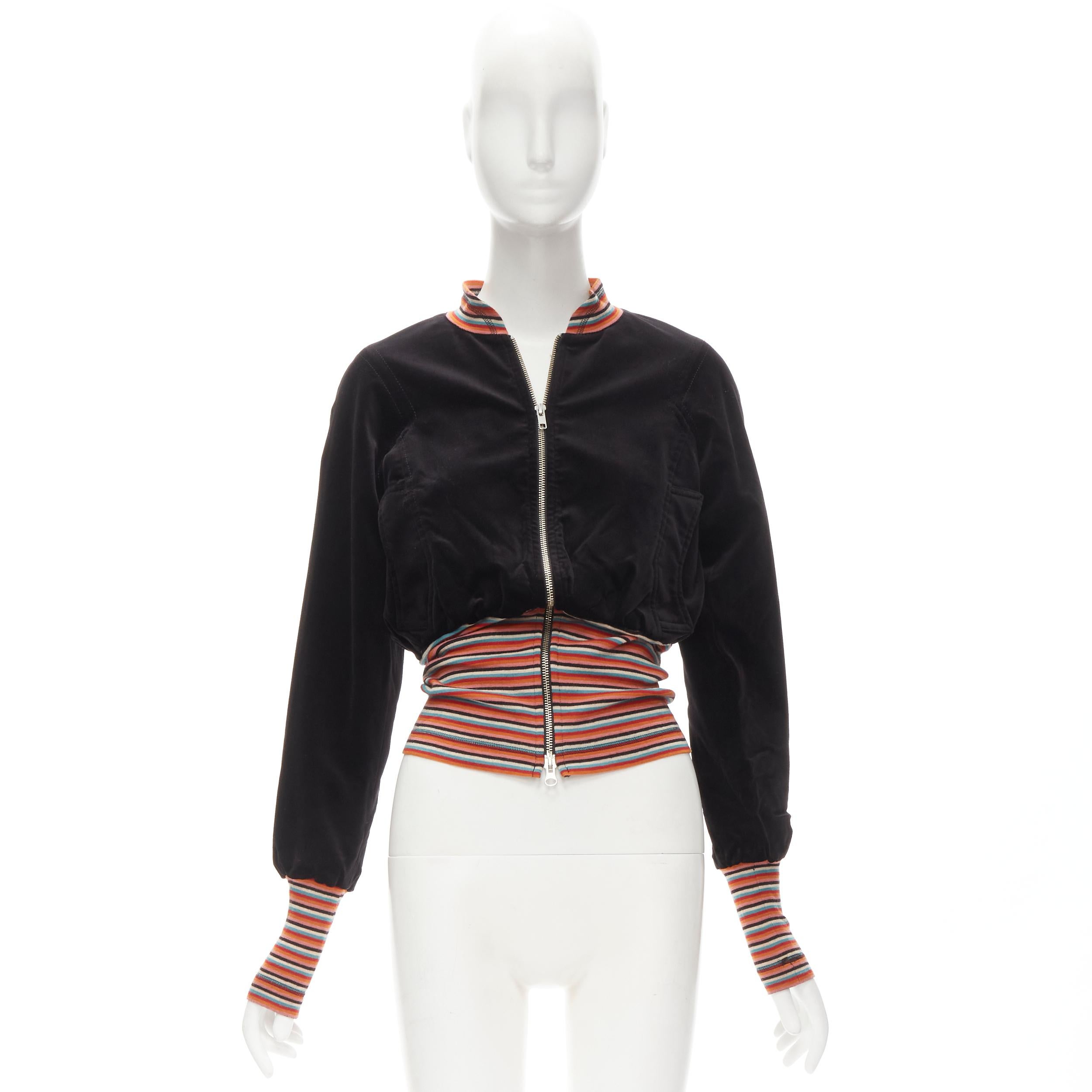VIVIENNE WESTWOOD RED LABEL black velvet multi striped bomber jacket US2 S 7