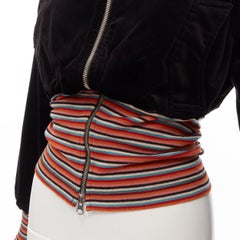 VIVIENNE WESTWOOD RED LABEL black velvet multi striped bomber jacket US2 S