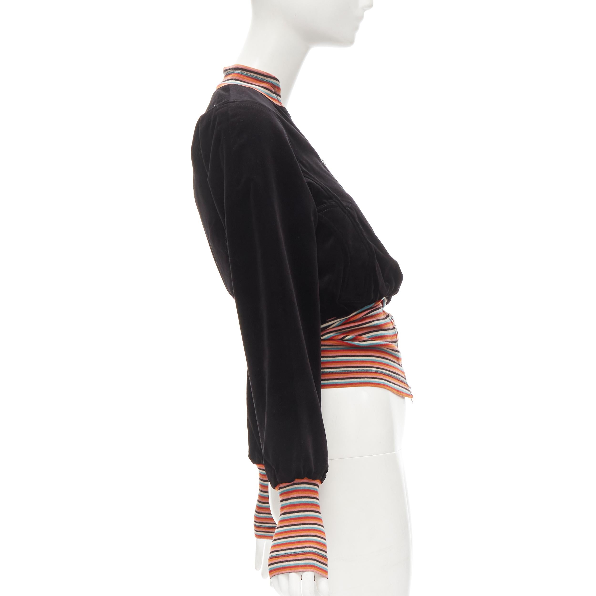 VIVIENNE WESTWOOD RED LABEL black velvet multi striped bomber jacket US2 S 1