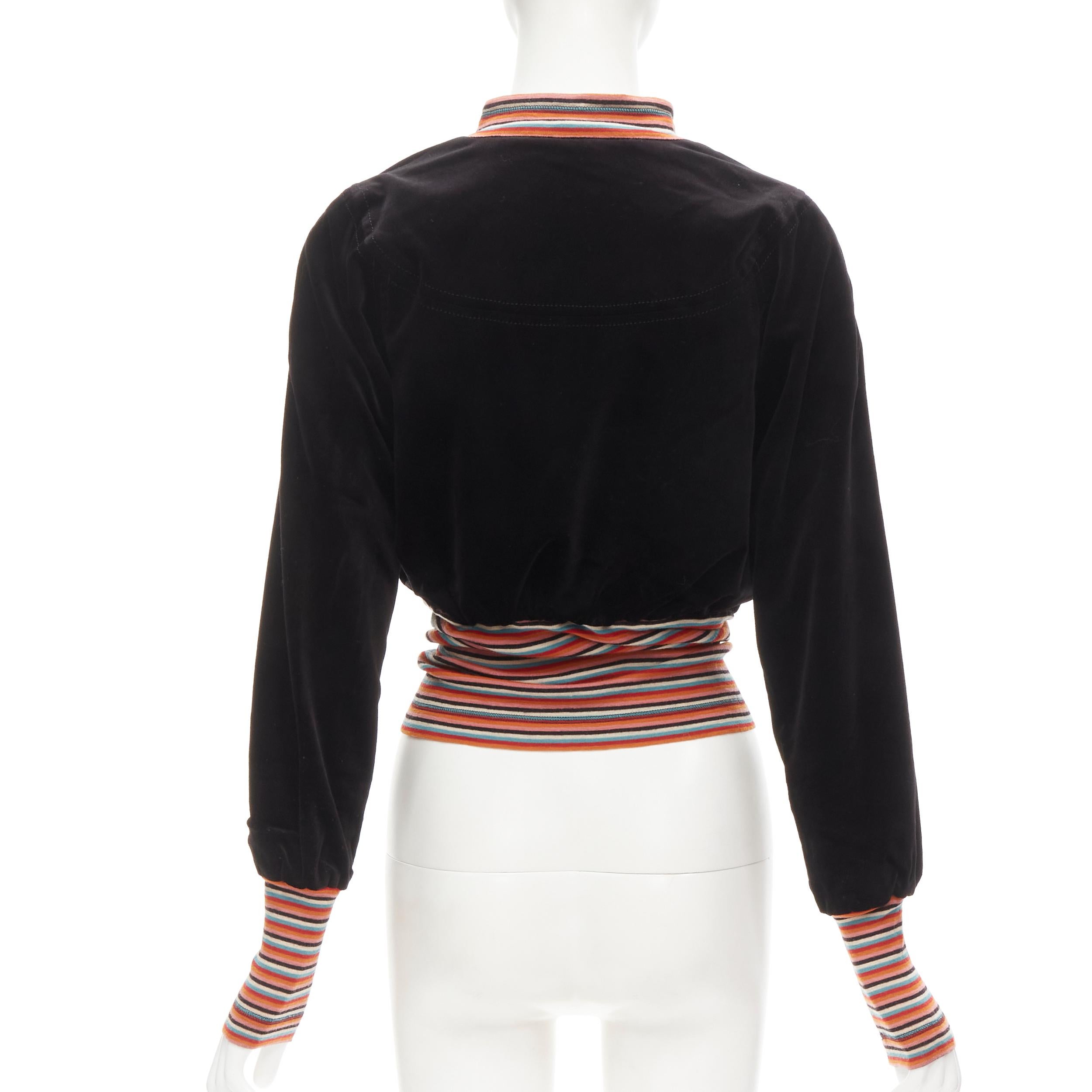VIVIENNE WESTWOOD RED LABEL black velvet multi striped bomber jacket US2 S 2
